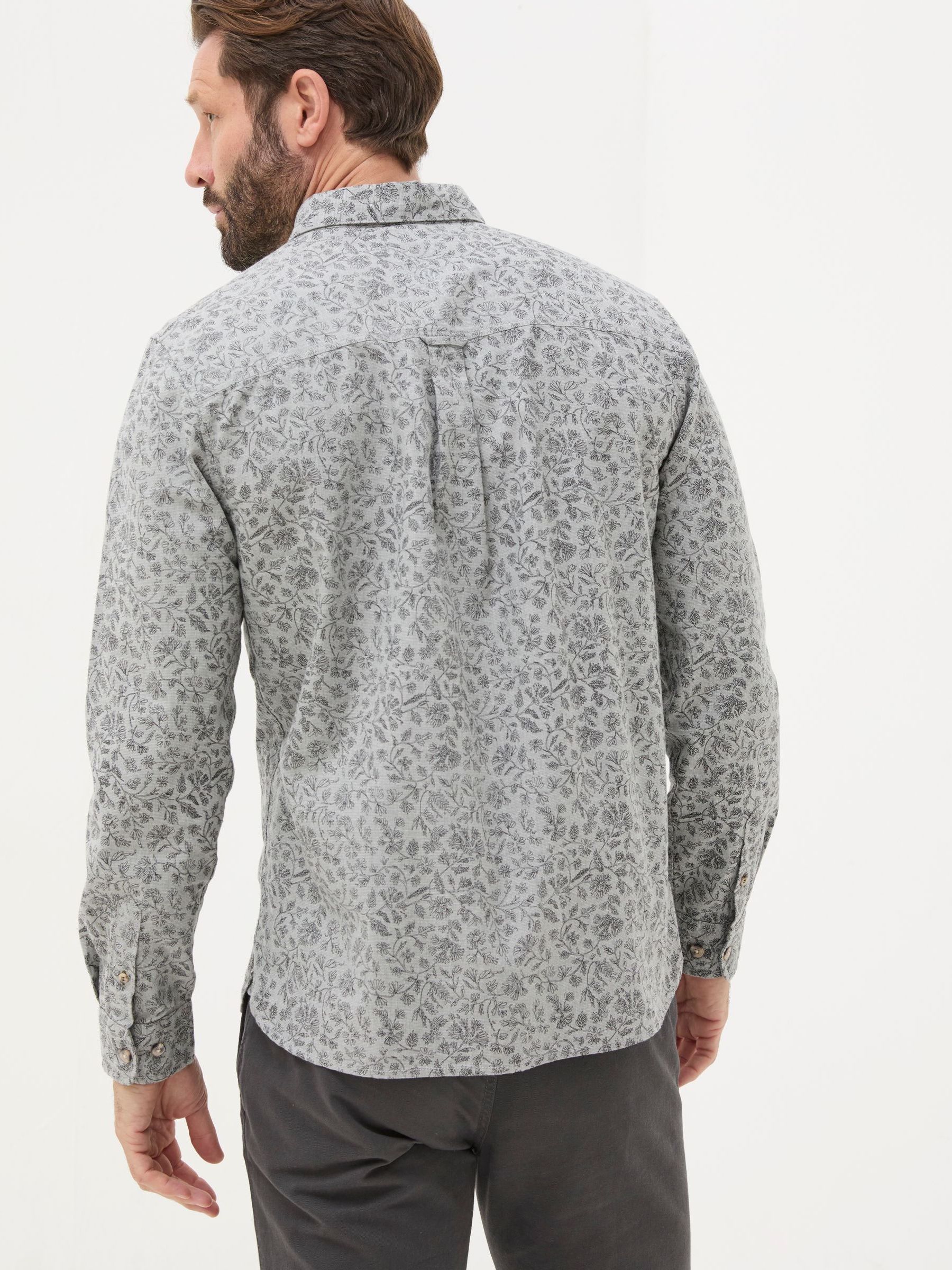 Grey Long Sleeve Sketch Floral Print Shirt - Image 2 of 5