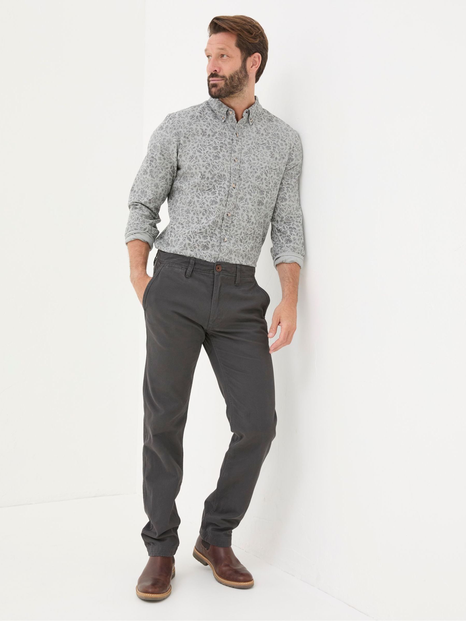 Grey Long Sleeve Sketch Floral Print Shirt - Image 3 of 5