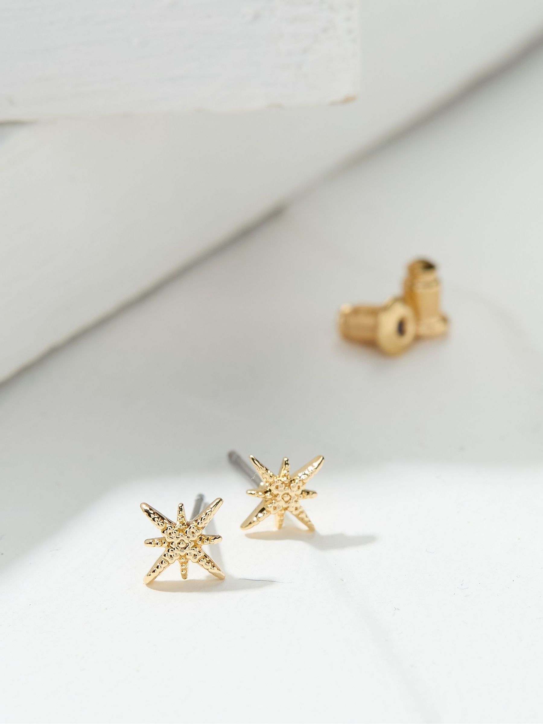 Gold Tone Textured Stud Earrings - Image 2 of 2