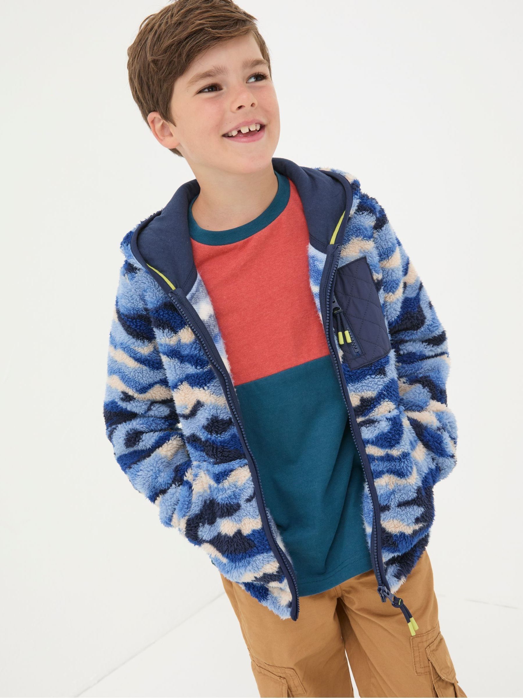 Blue Camo Zip Through Fleece - Image 1 of 5 Blue Camo Zip Through Fleece - Image 1 of 5