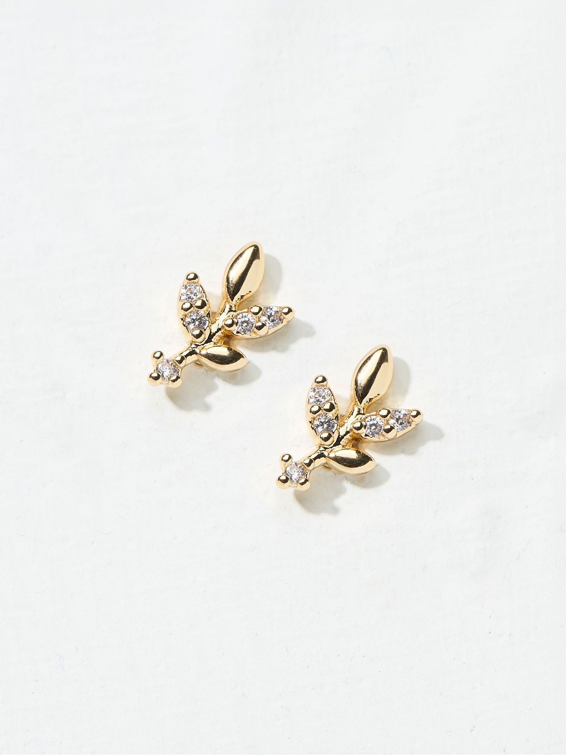Gold Tone Leaf Studs - Image 1 of 2