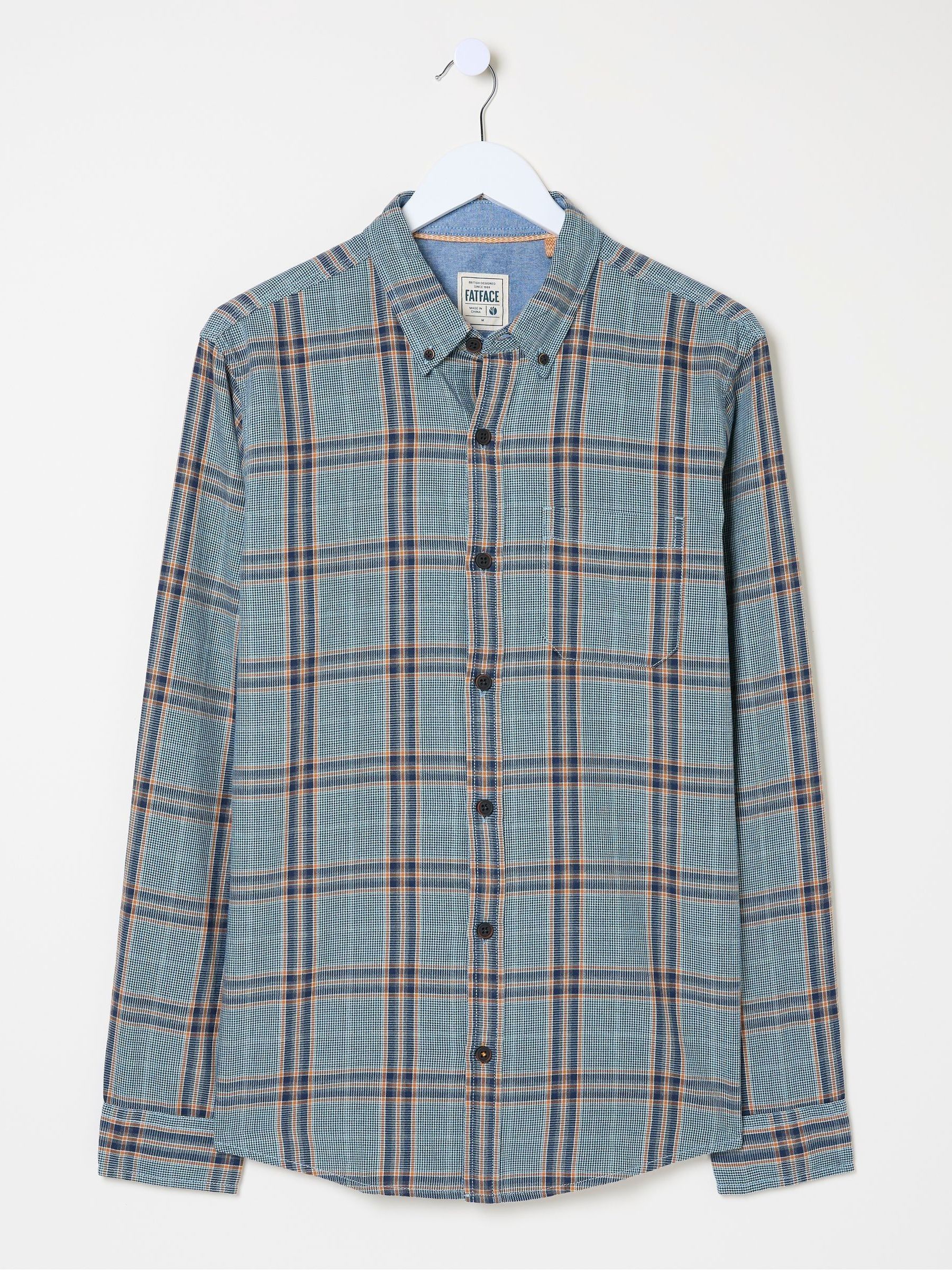 Charlton Blue Long Sleeve Check 100% Cotton Shirt - Image 6 of 6