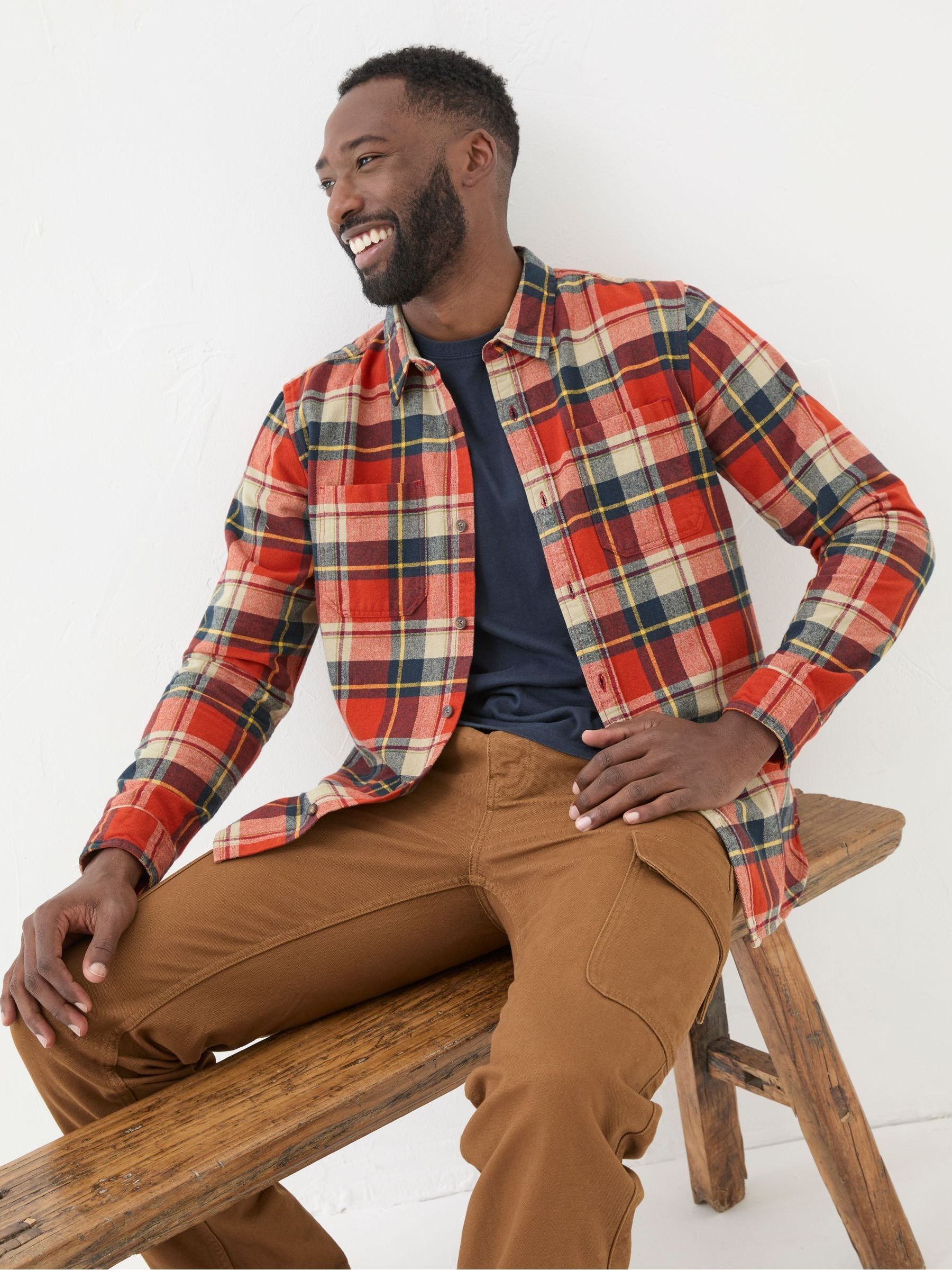 Orange Long Sleeve Blake Check Shirt - Image 2 of 3