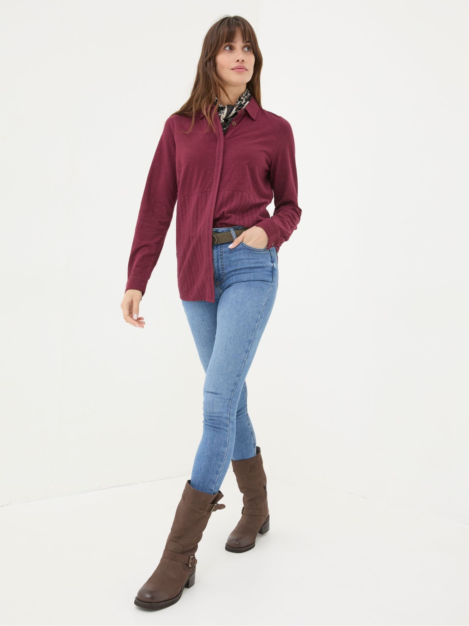 Sammy Burgundy Red Shirt Tunic - Image 3 of 6