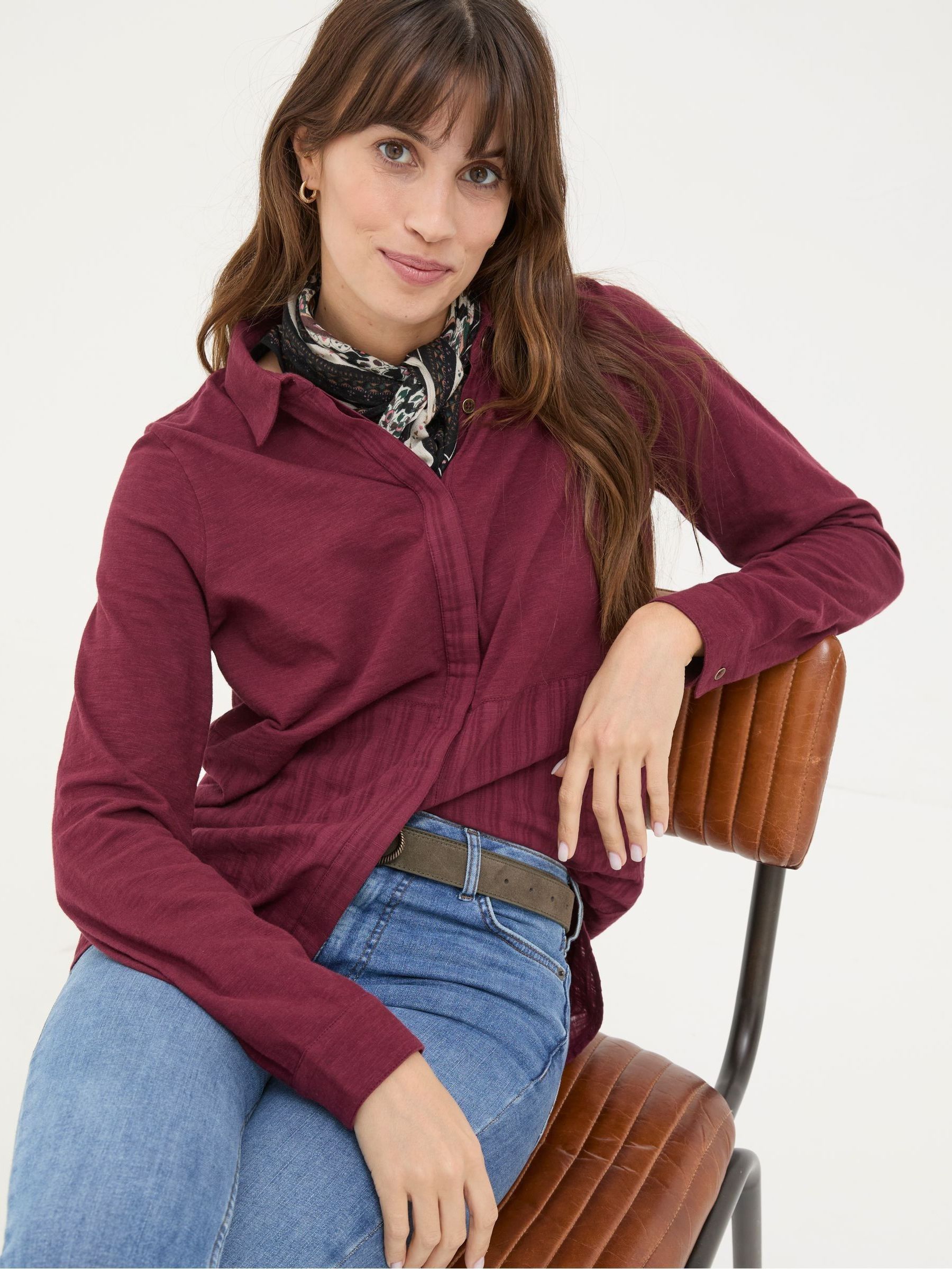 Sammy Burgundy Red Shirt Tunic - Image 4 of 6