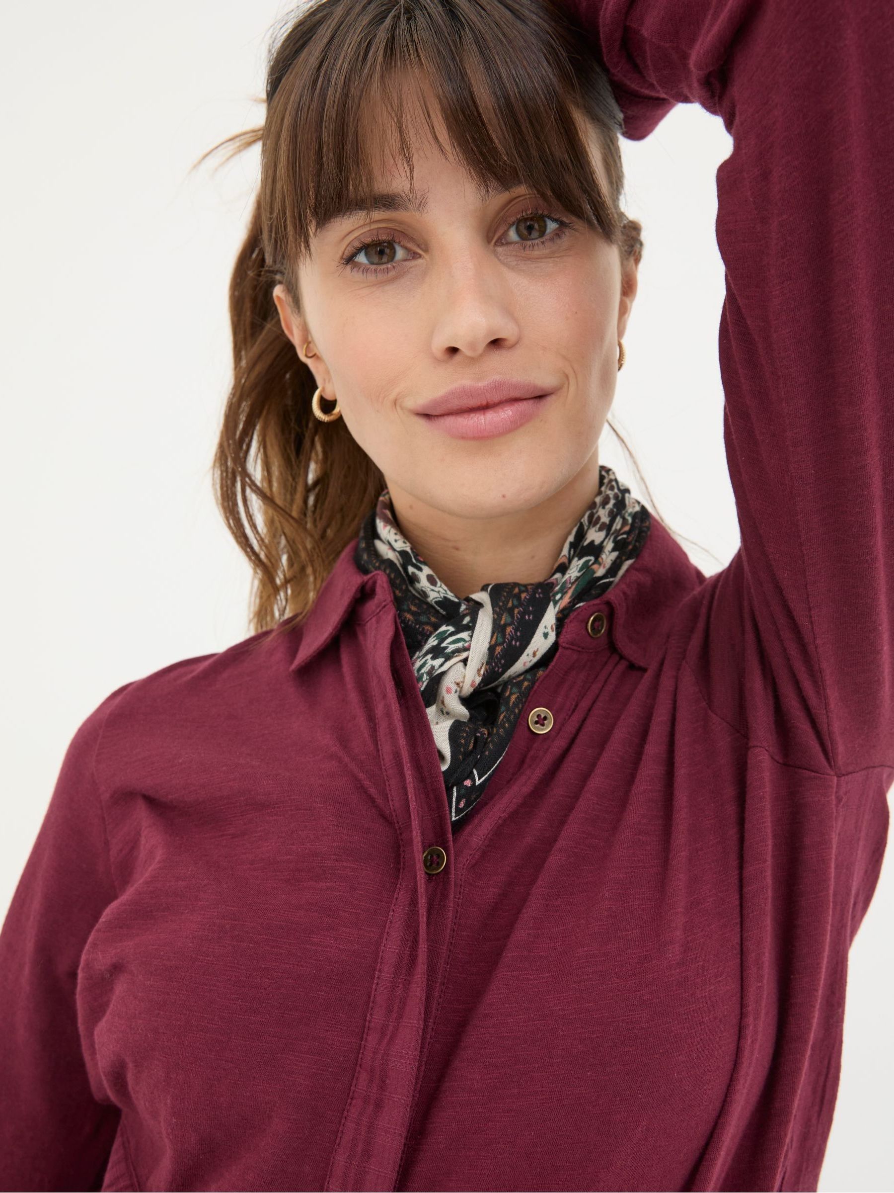 Sammy Burgundy Red Shirt Tunic - Image 5 of 6