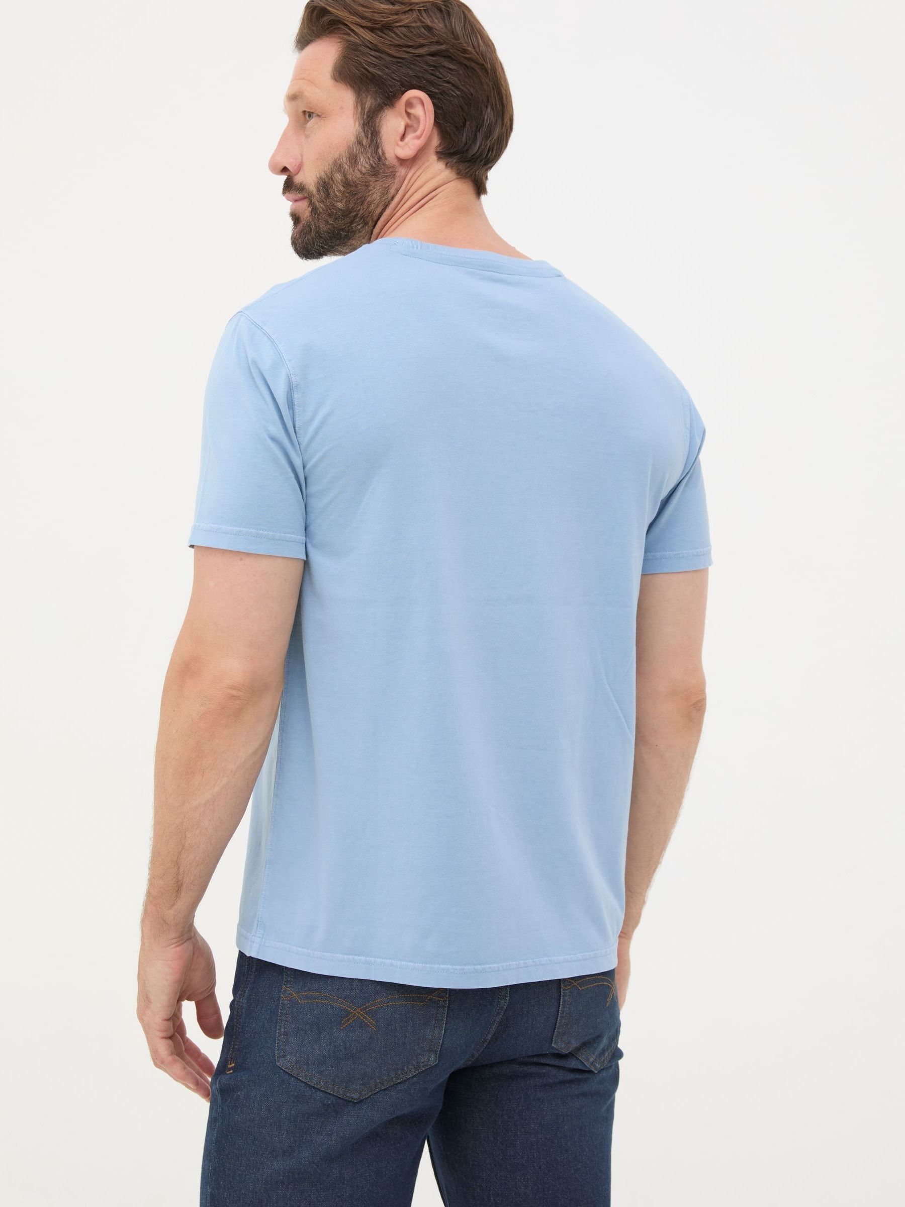 Lulworth Blue 100% Cotton Organic Crew T-Shirt - Image 2 of 4