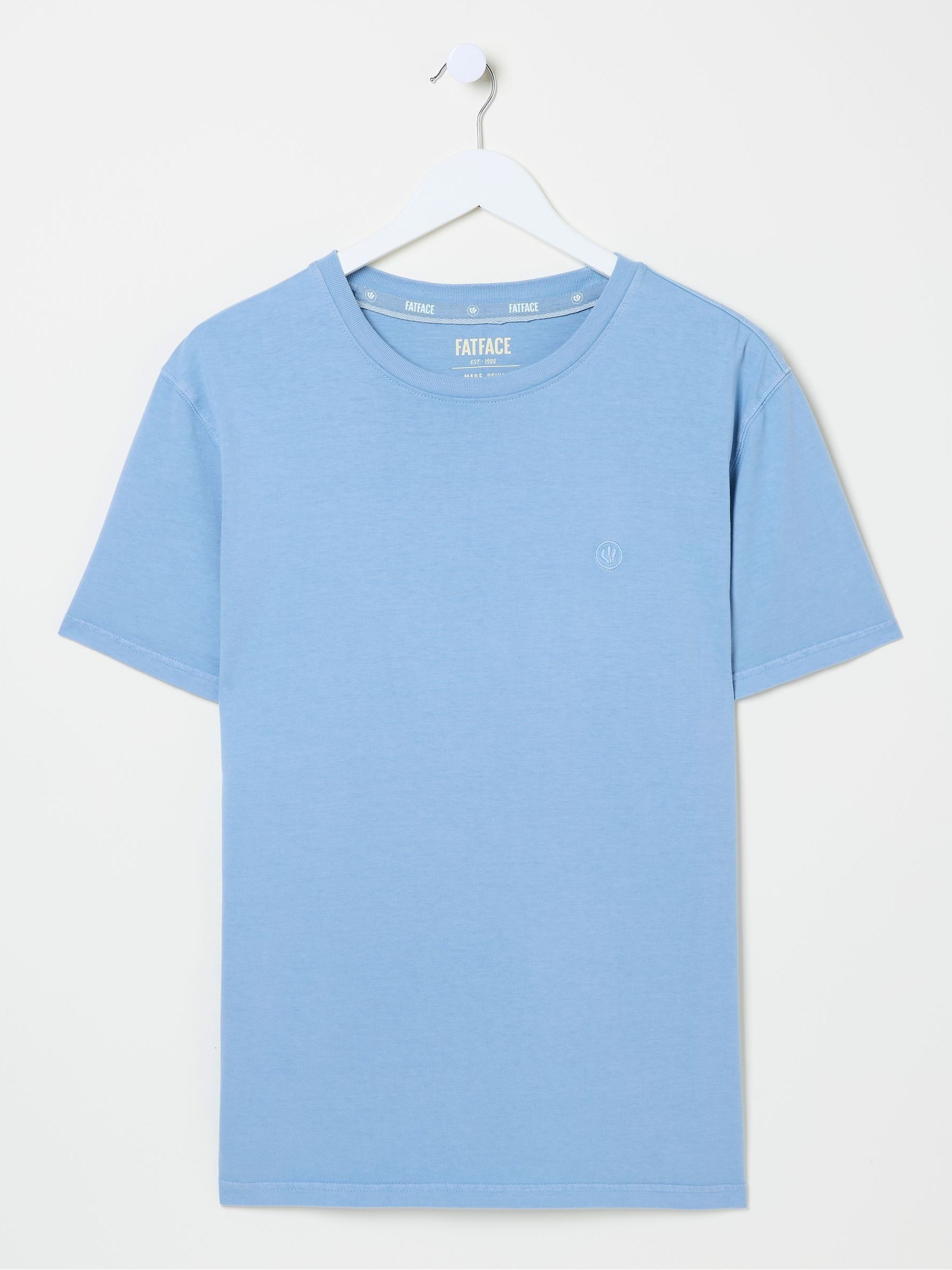 Lulworth Blue 100% Cotton Organic Crew T-Shirt - Image 4 of 4
