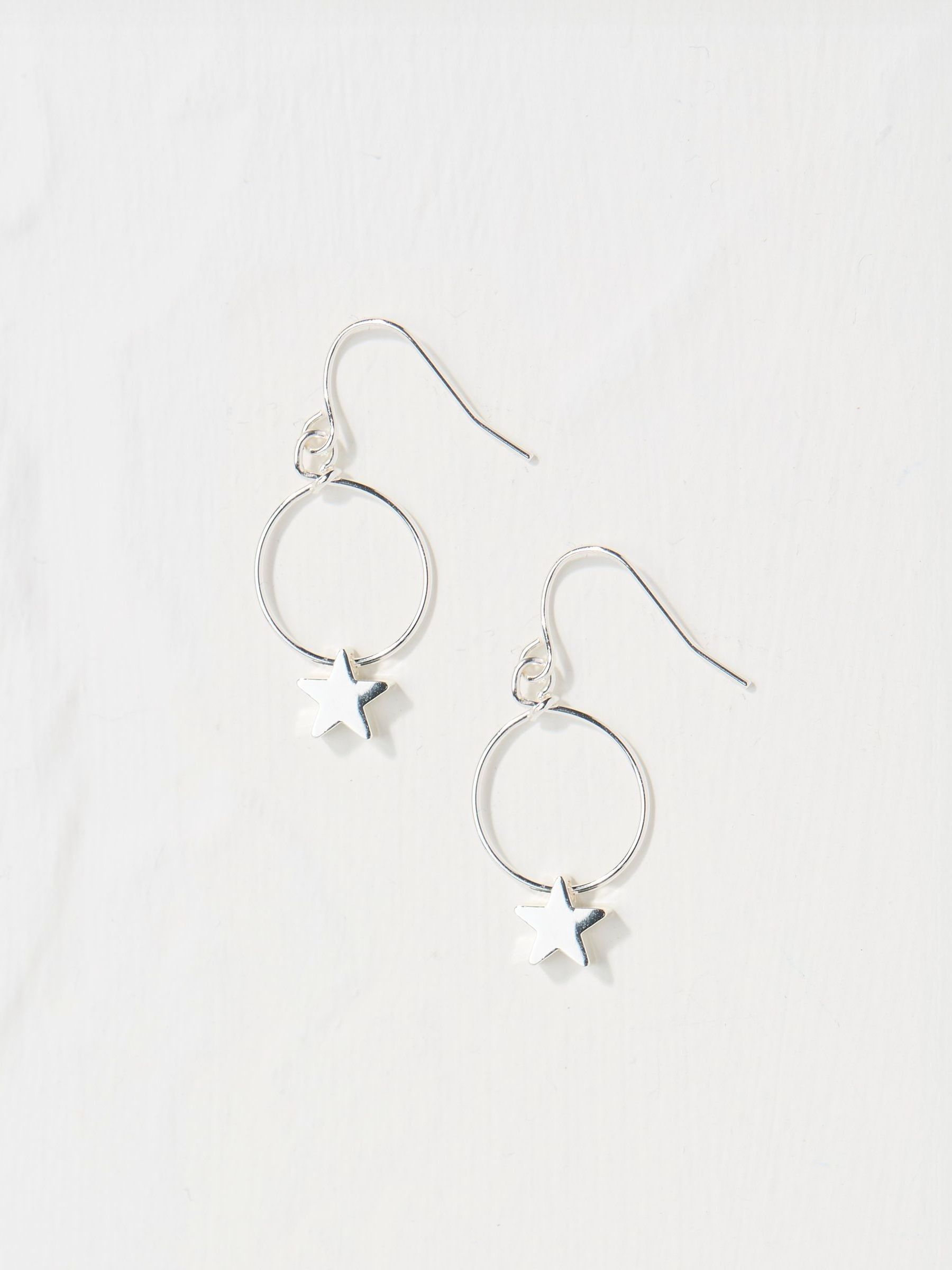 Silver Tone Star Drop Earrings - Image 1 of 2 Silver Tone Star Drop Earrings - Image 1 of 2