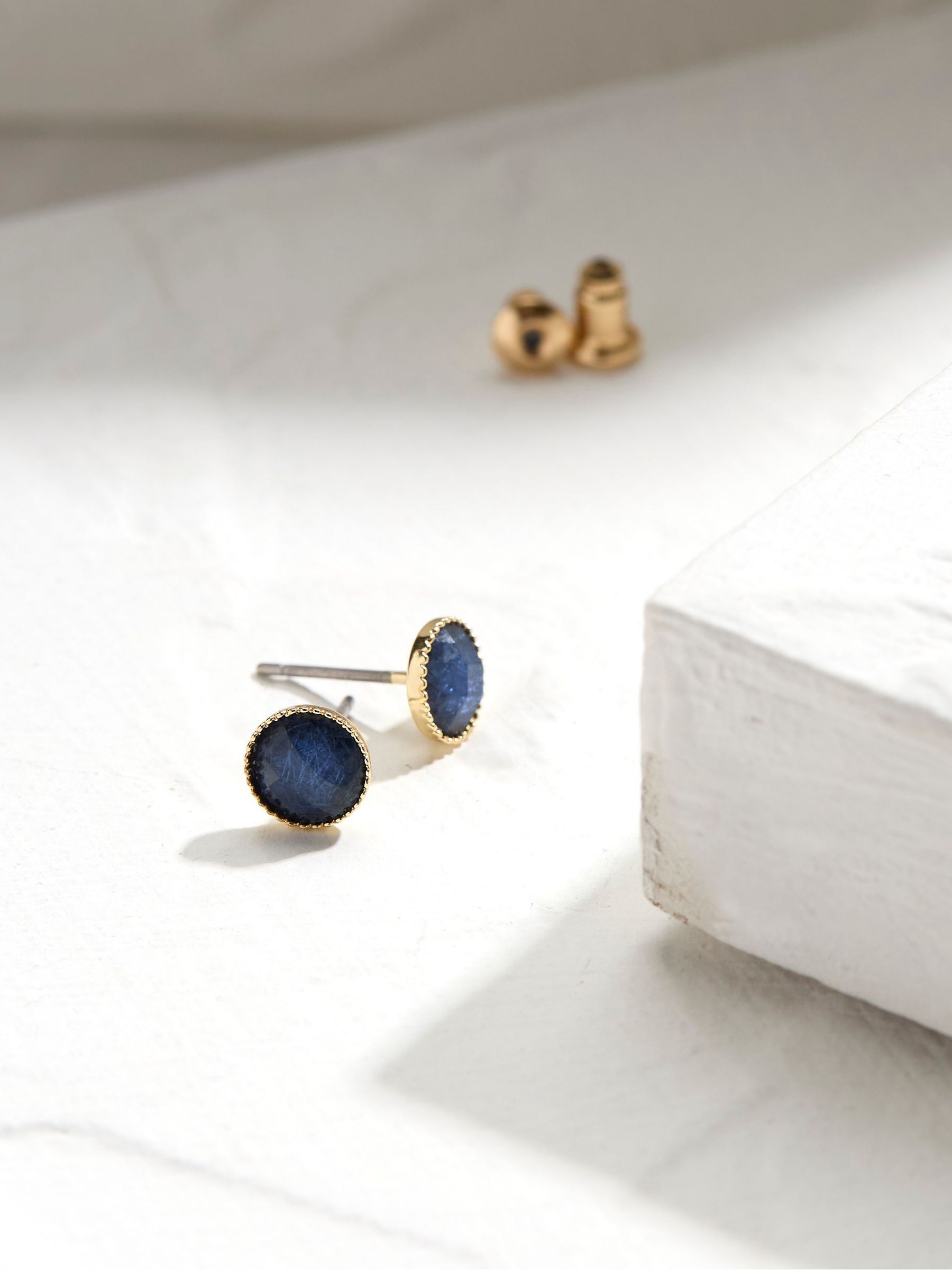 Gem Blue Studs Earrings - Image 2 of 2 Gem Blue Studs Earrings - Image 2 of 2