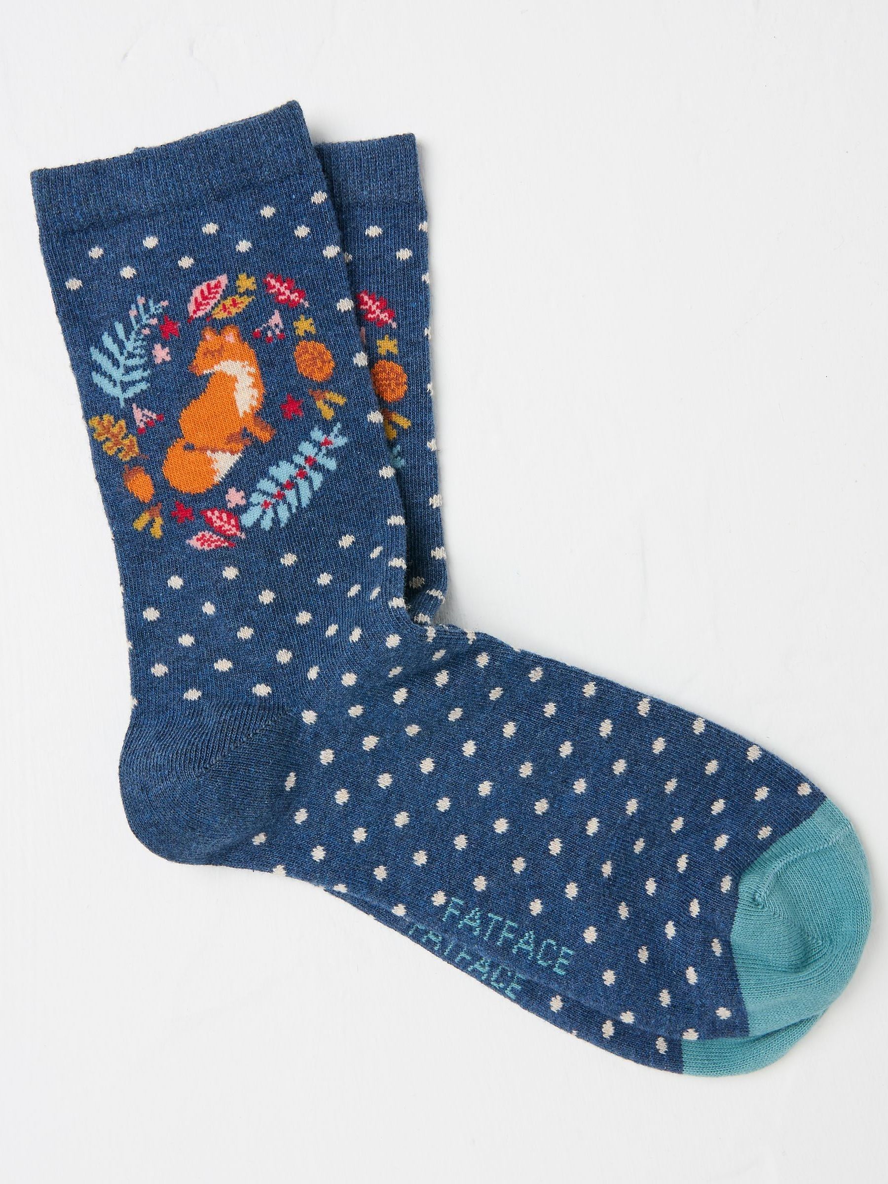 Blue Fox Wreath Womens Socks 1 Pack (size 4-7) - Image 1 of 2 Blue Fox Wreath Womens Socks 1 Pack (size 4-7) - Image 1 of 2