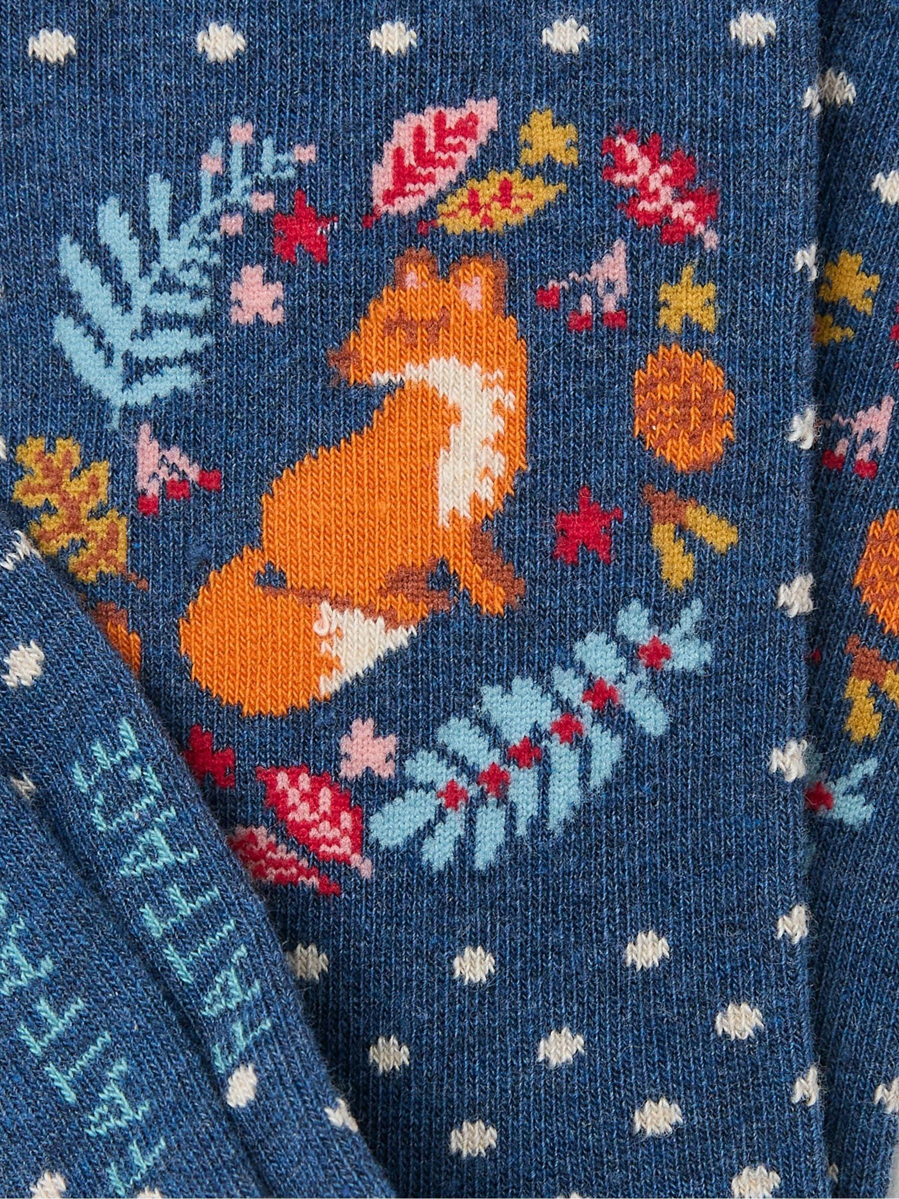 Blue Fox Wreath Womens Socks 1 Pack (size 4-7) - Image 2 of 2