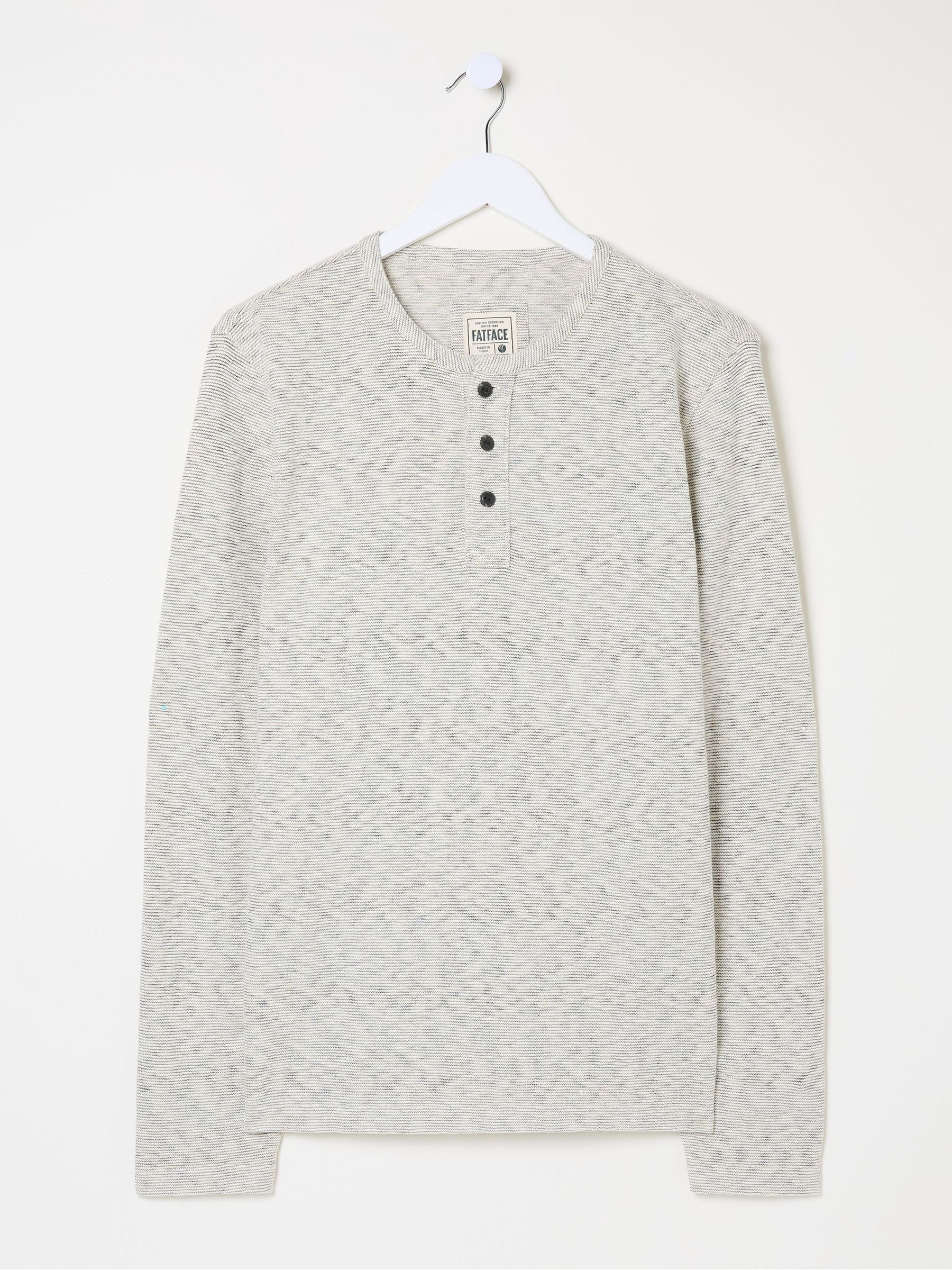 Arundel Ecru White Textured Henley T-Shirt - Image 5 of 5