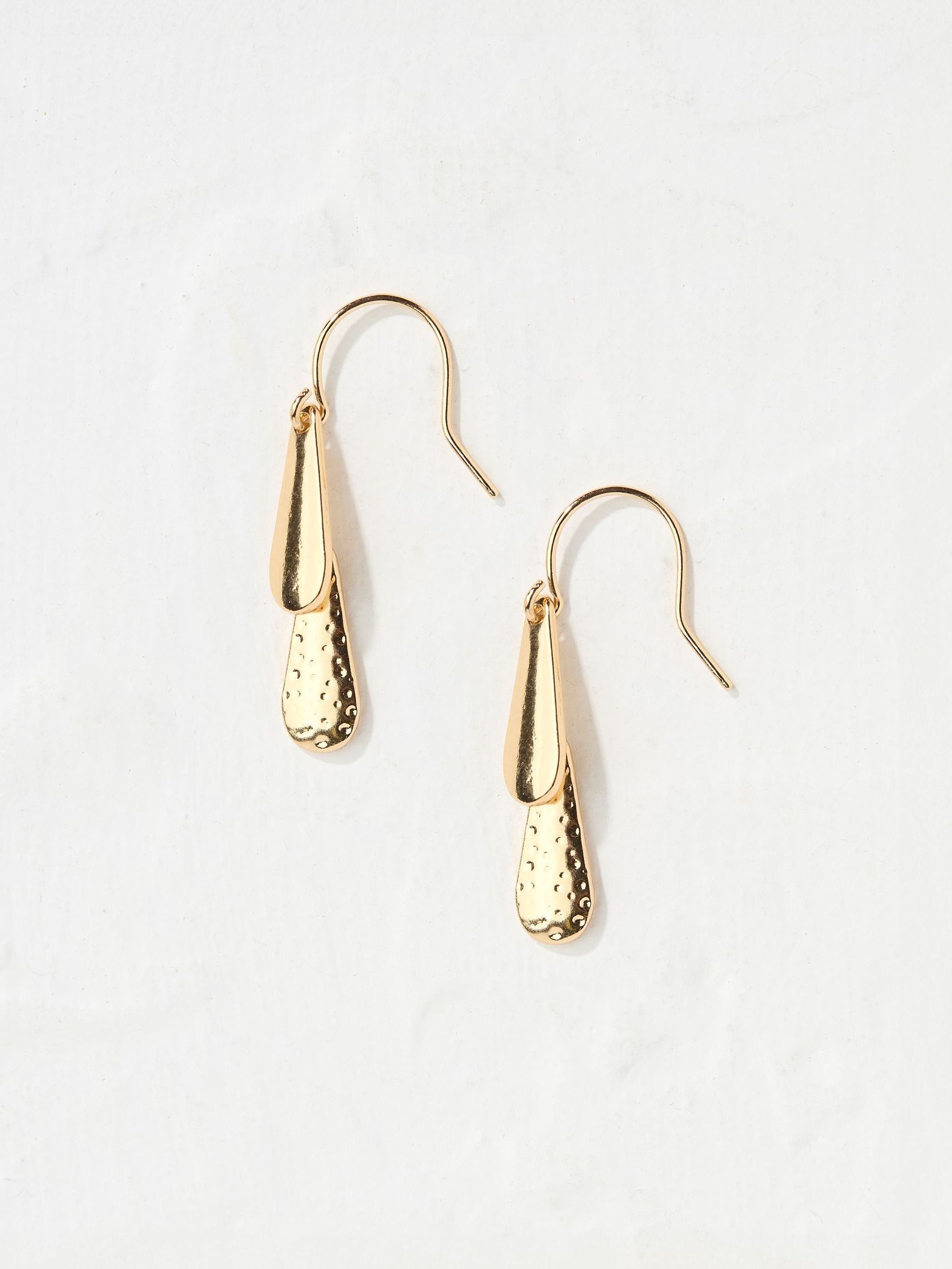 Gold Tone Texture Drop Earrings - Image 1 of 2