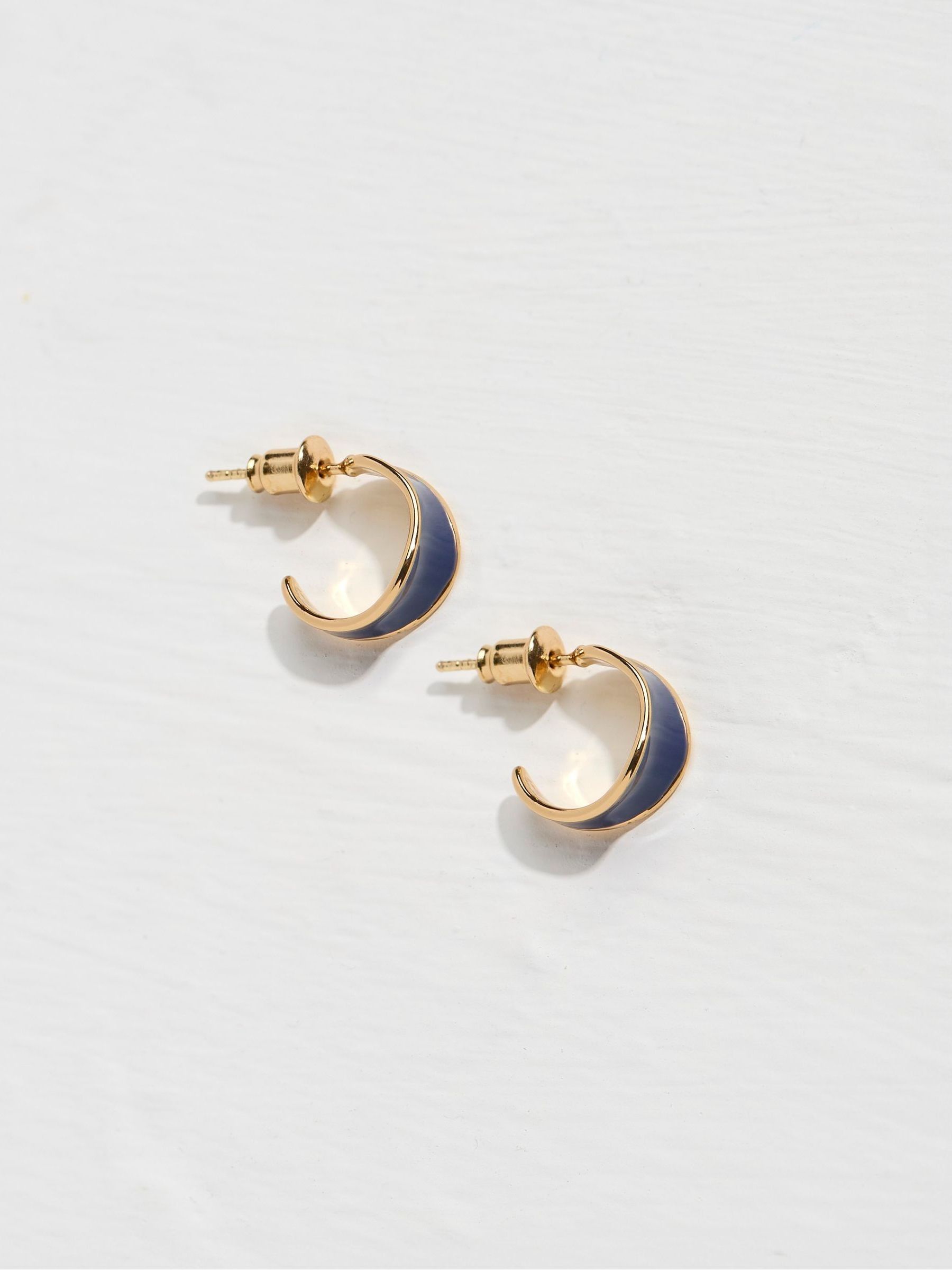 Blue Enamel Huggy Hoops - Image 1 of 2 Blue Enamel Huggy Hoops - Image 1 of 2
