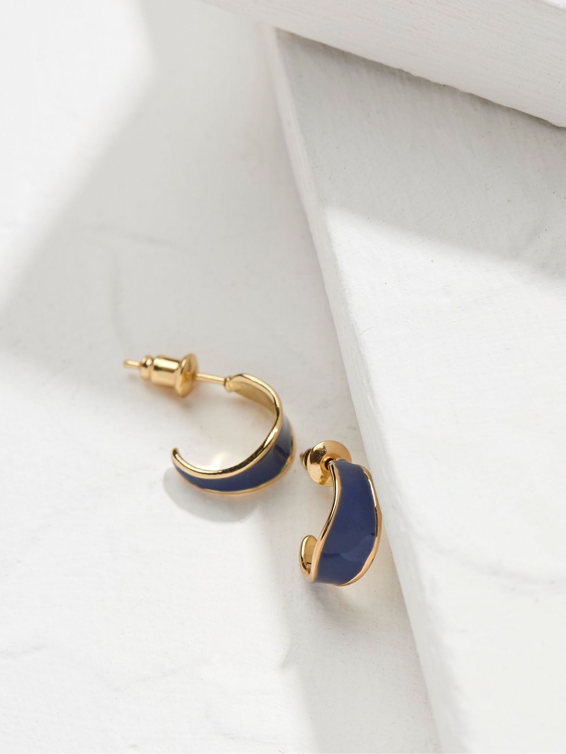 Blue Enamel Huggy Hoops - Image 2 of 2