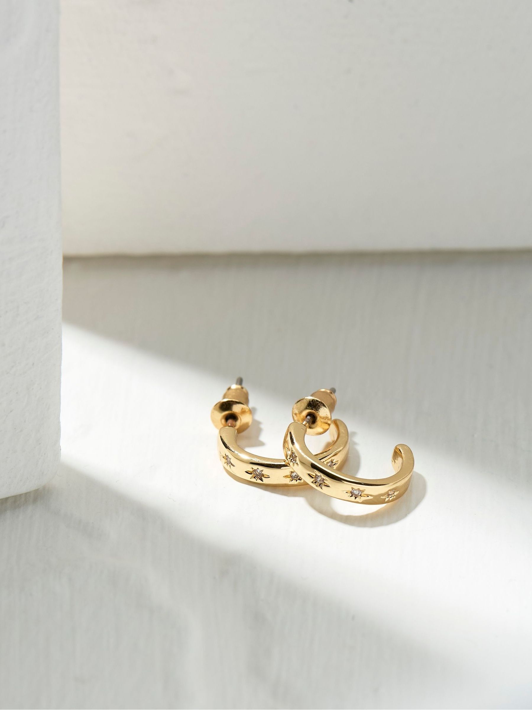 Gem Gold Tone Huggy Hoops - Image 2 of 2