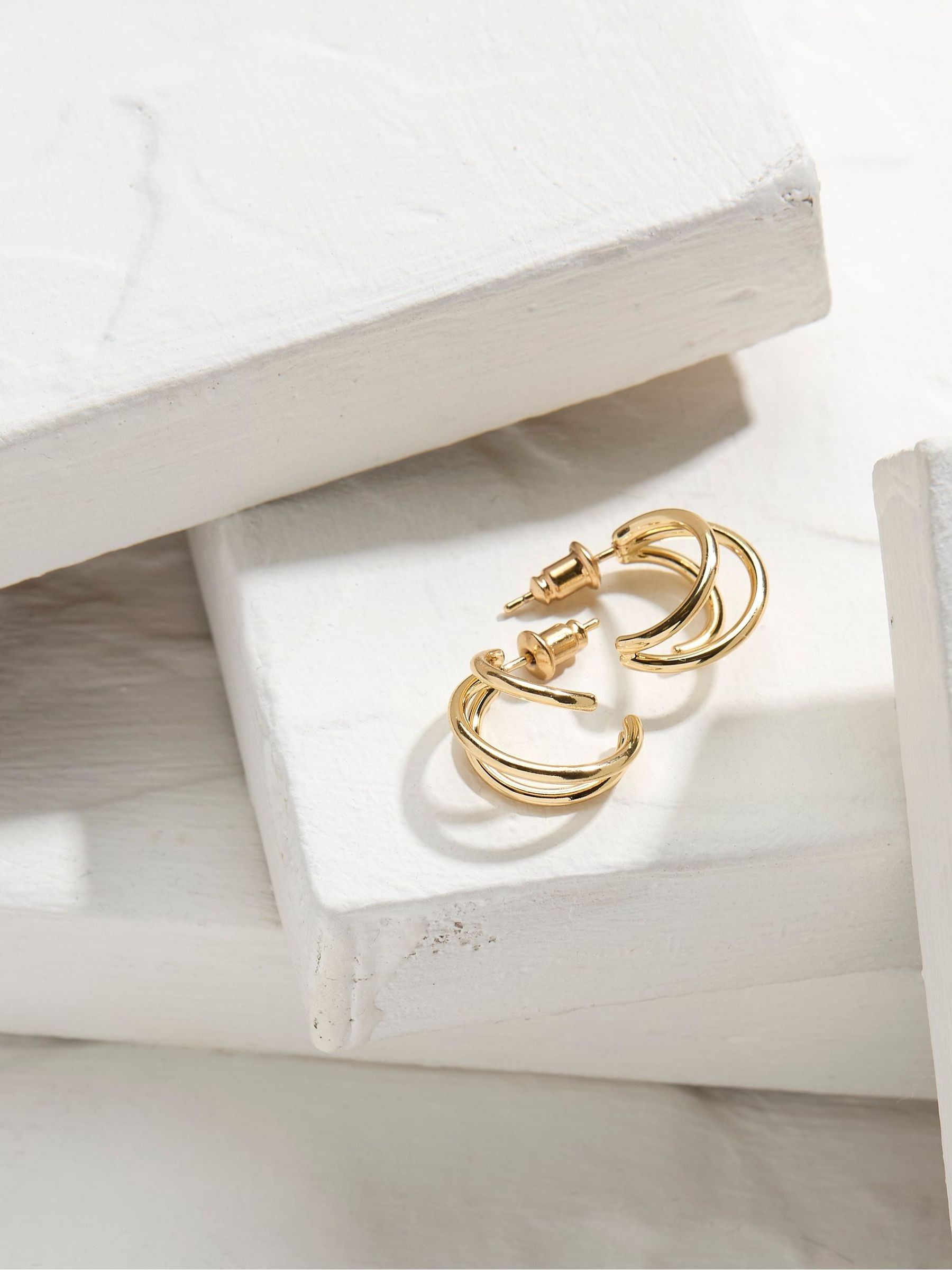 Gold Tone 3 Strand Earrings - Image 2 of 2