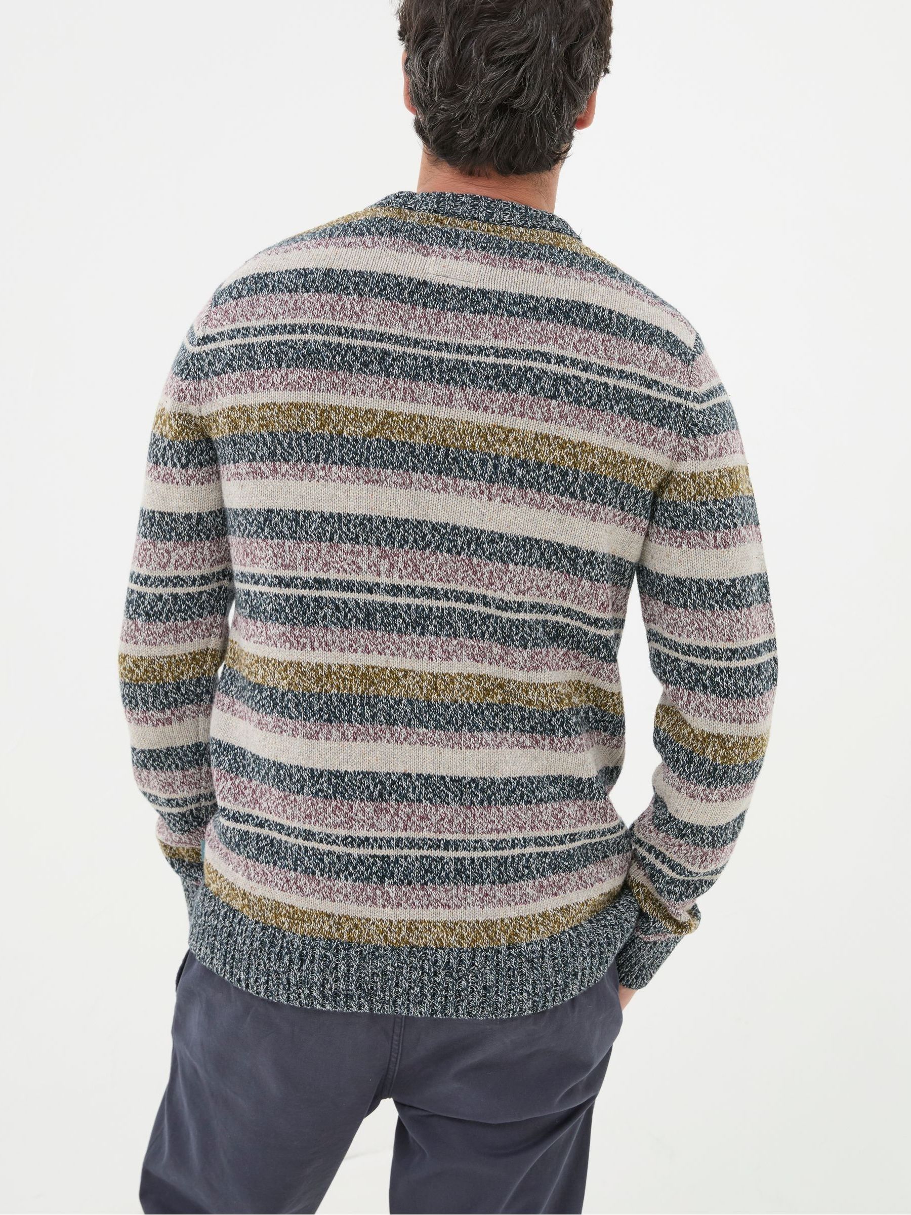 Hove Navy Blue Stripe Crew Jumper - Image 2 of 6