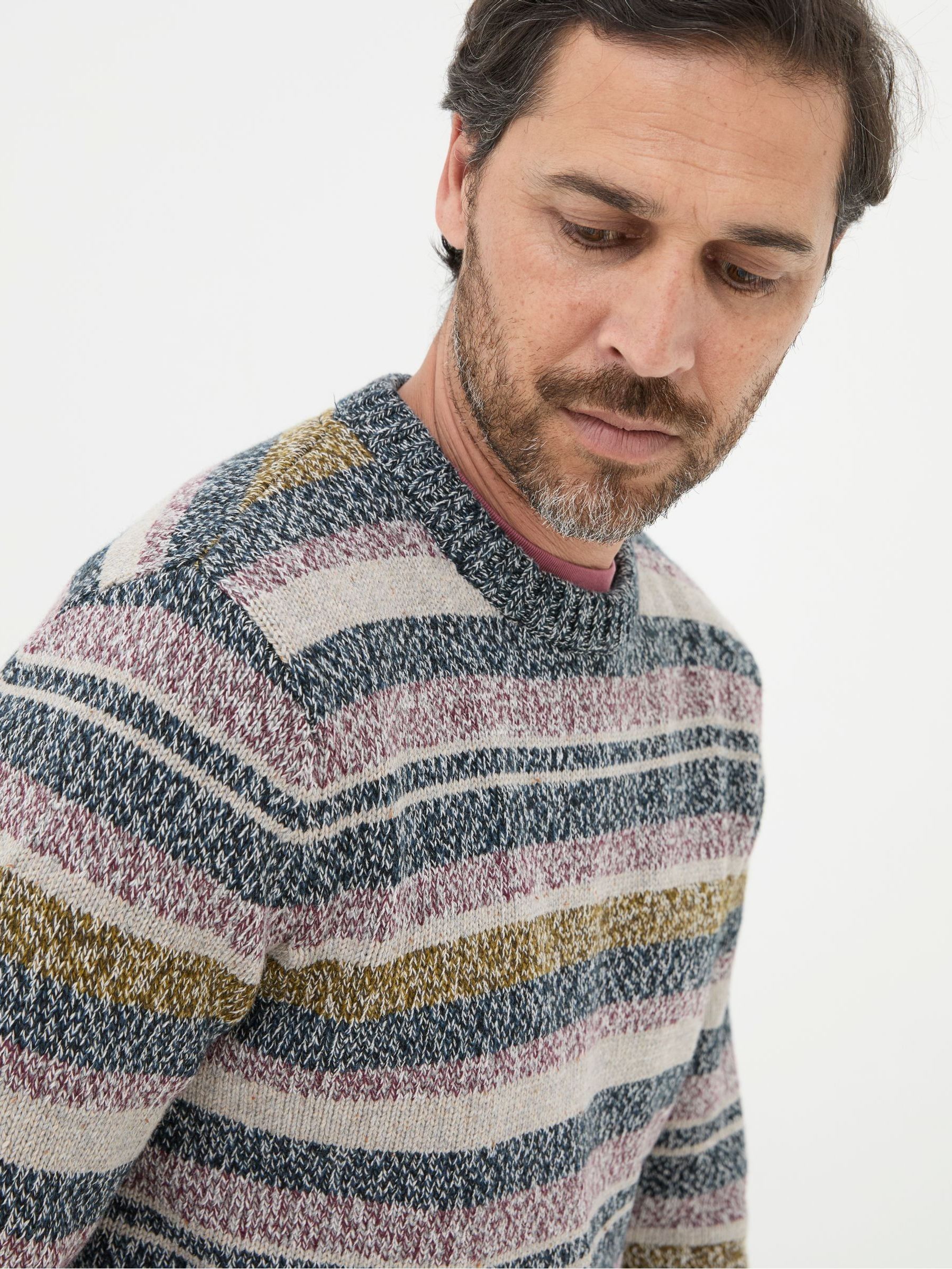 Hove Navy Blue Stripe Crew Jumper - Image 4 of 6