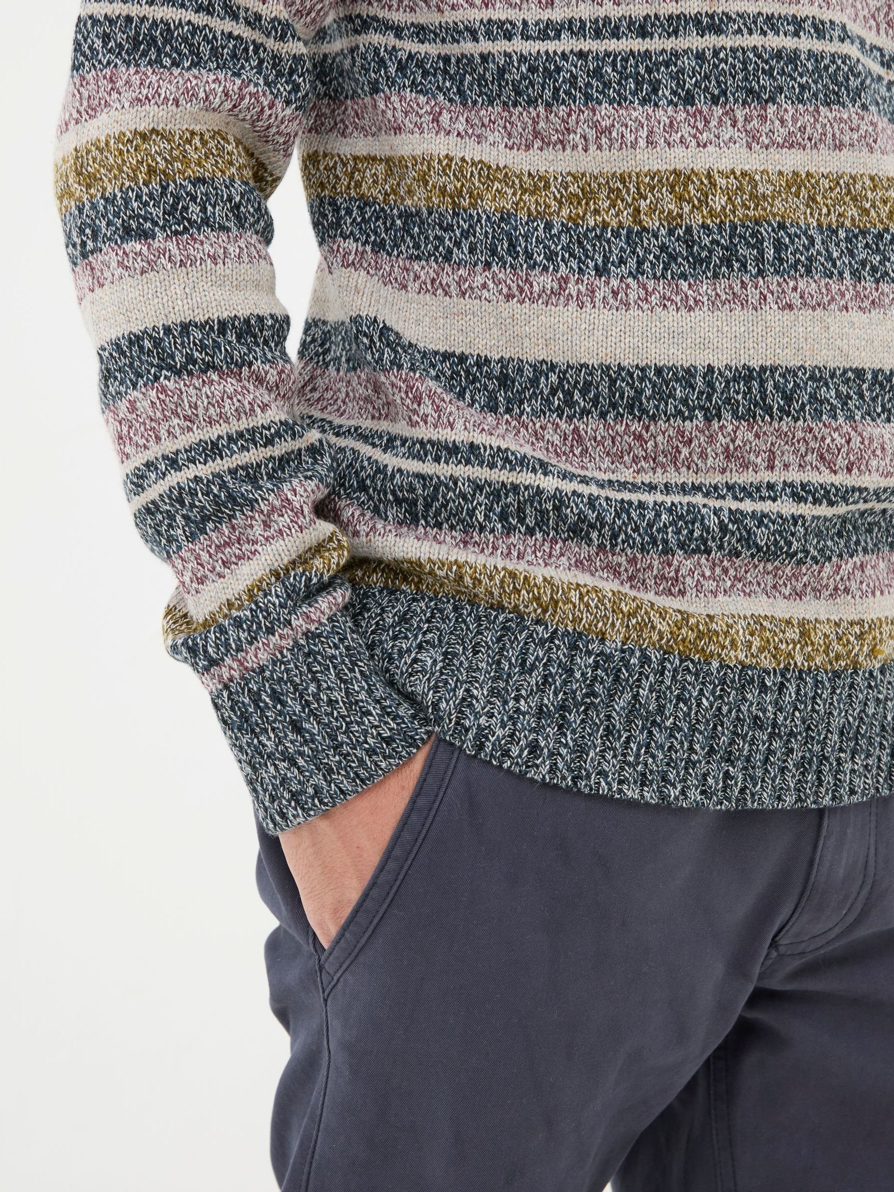 Hove Navy Blue Stripe Crew Jumper - Image 5 of 6