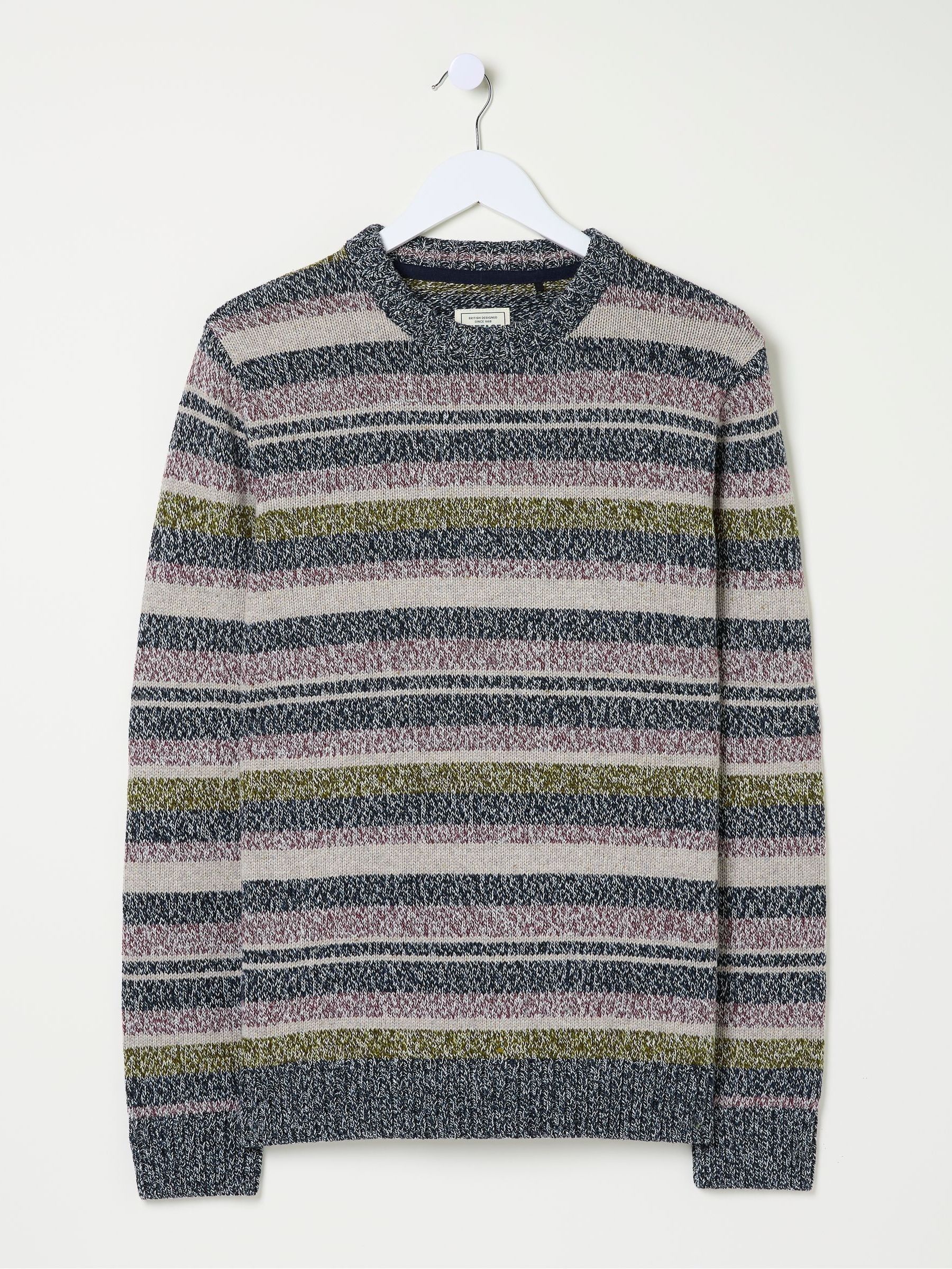 Hove Navy Blue Stripe Crew Jumper - Image 6 of 6