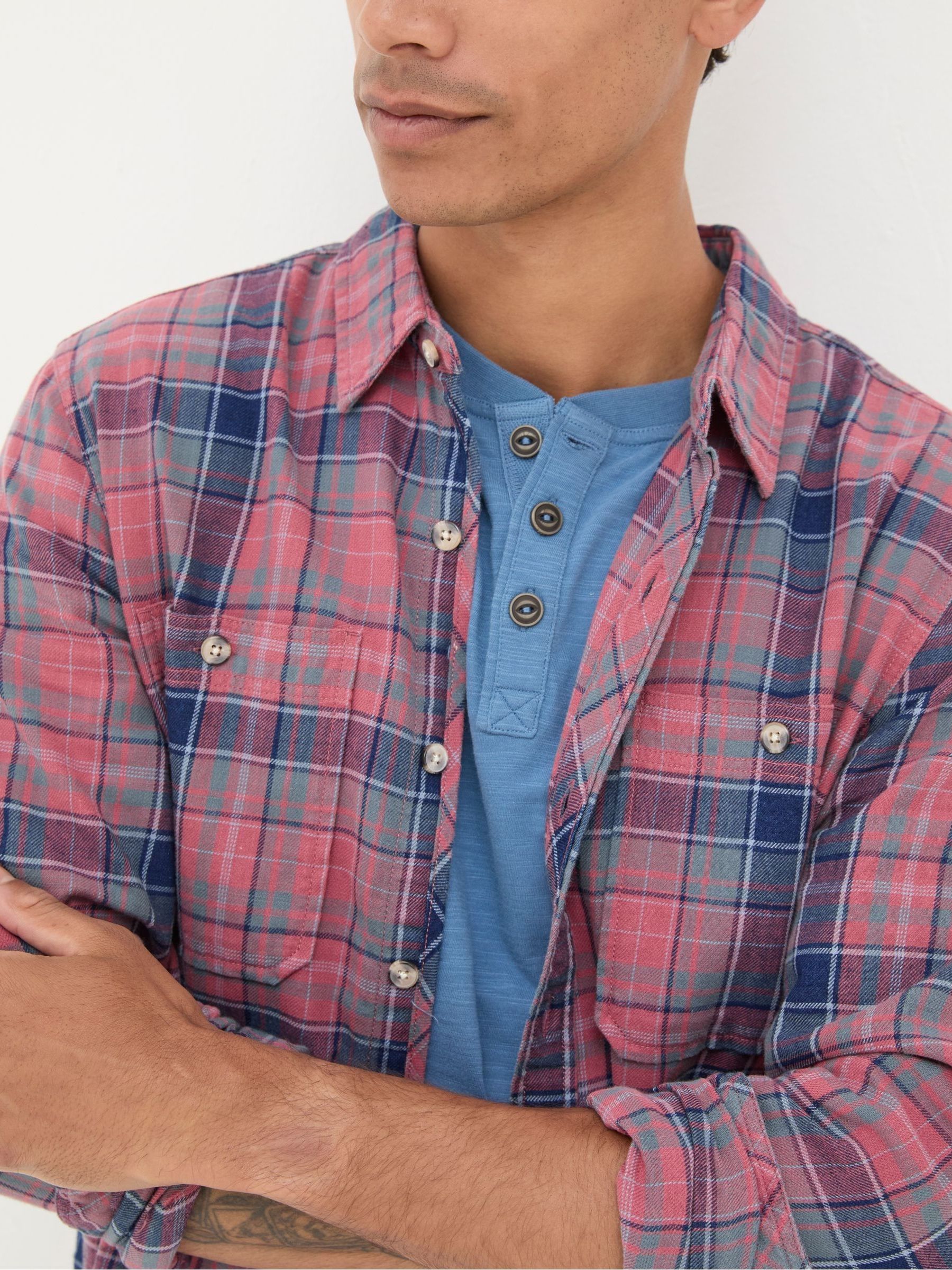 Davington Pink 100% Cotton Long Sleeve Check Shirt - Image 3 of 6