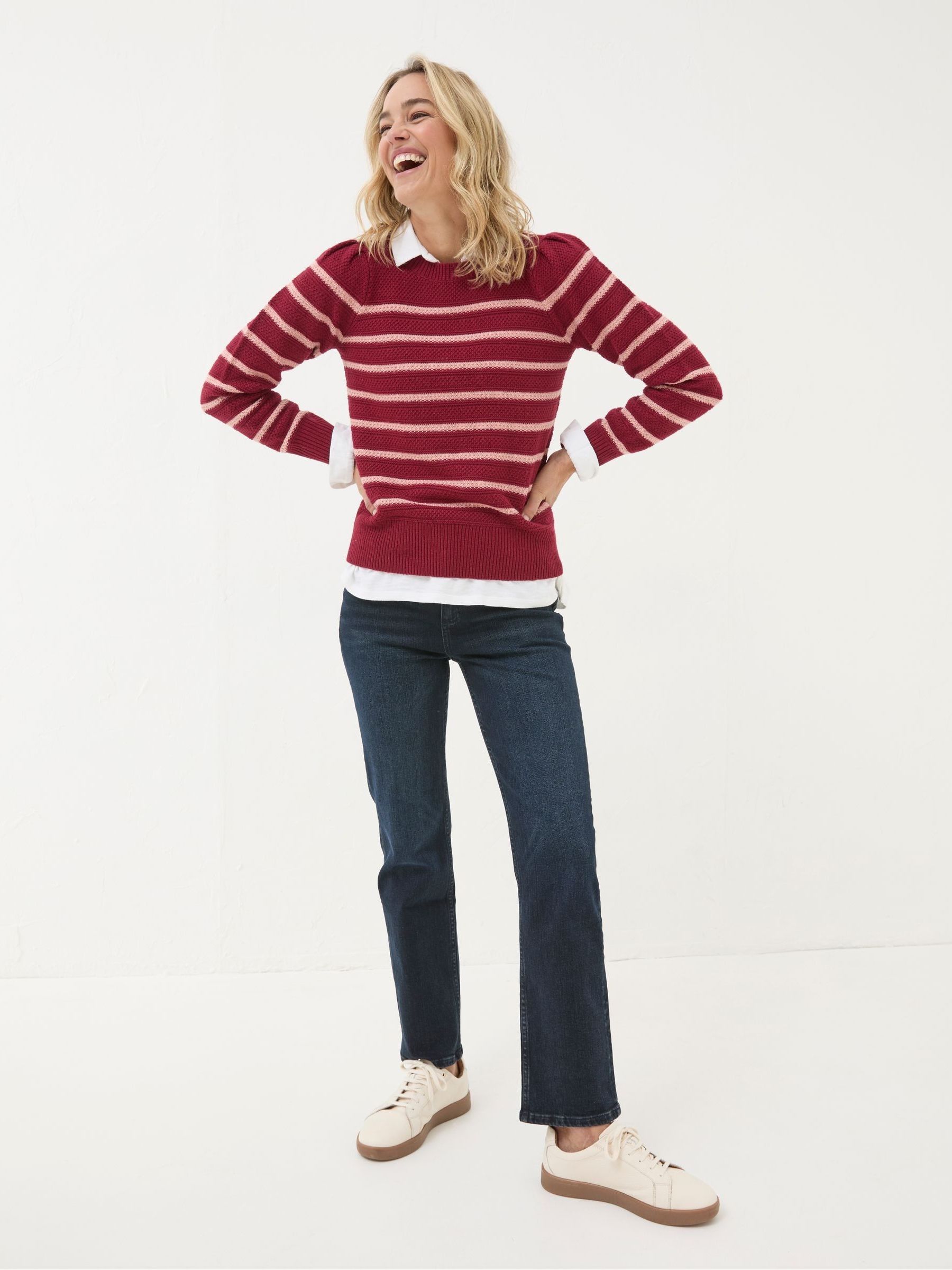 Eliana Dark Red Stripe Jumper - Image 3 of 5