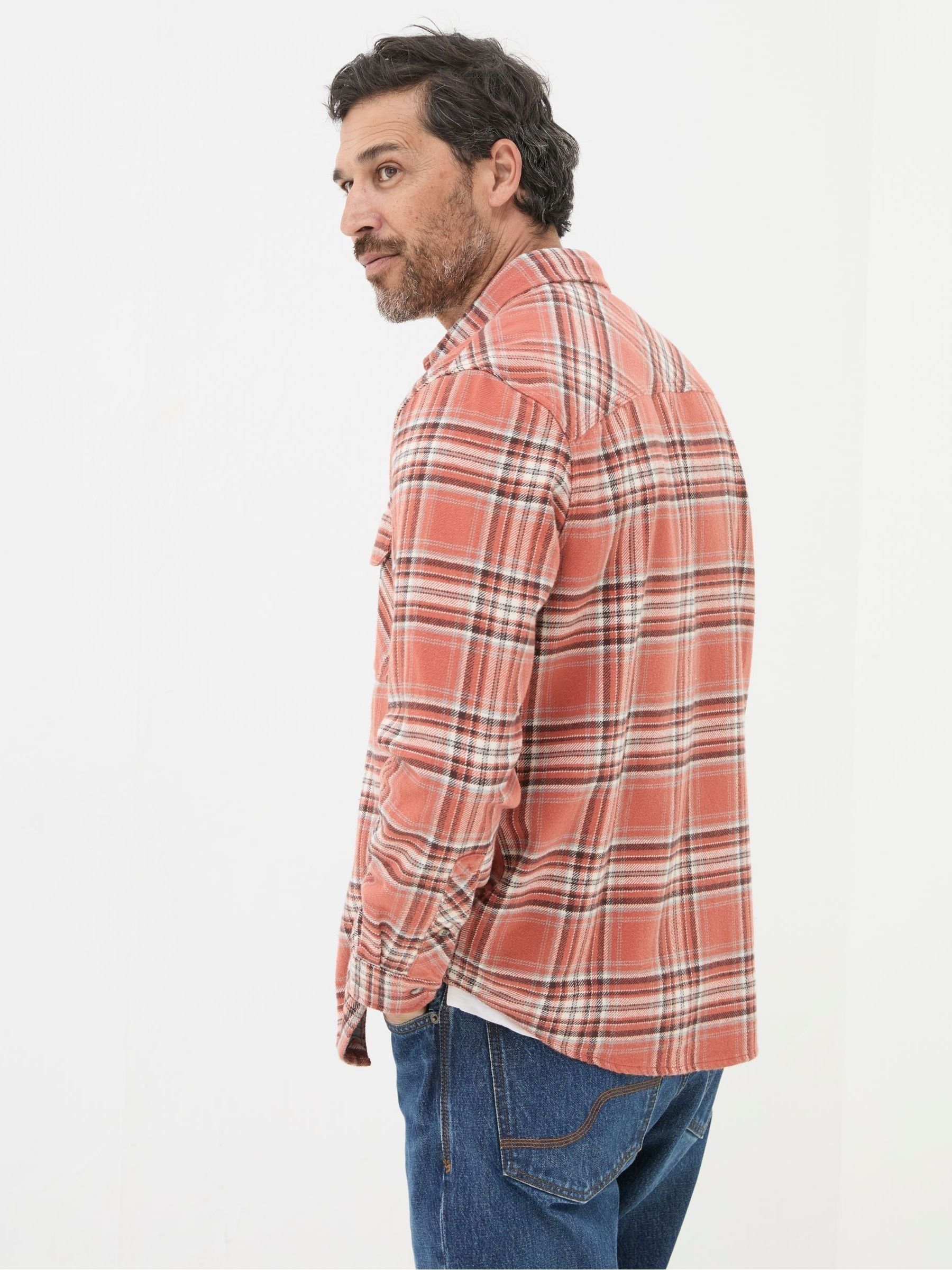 Bardon Orange 100% Cotton Long Sleeve Check Shirt - Image 2 of 5