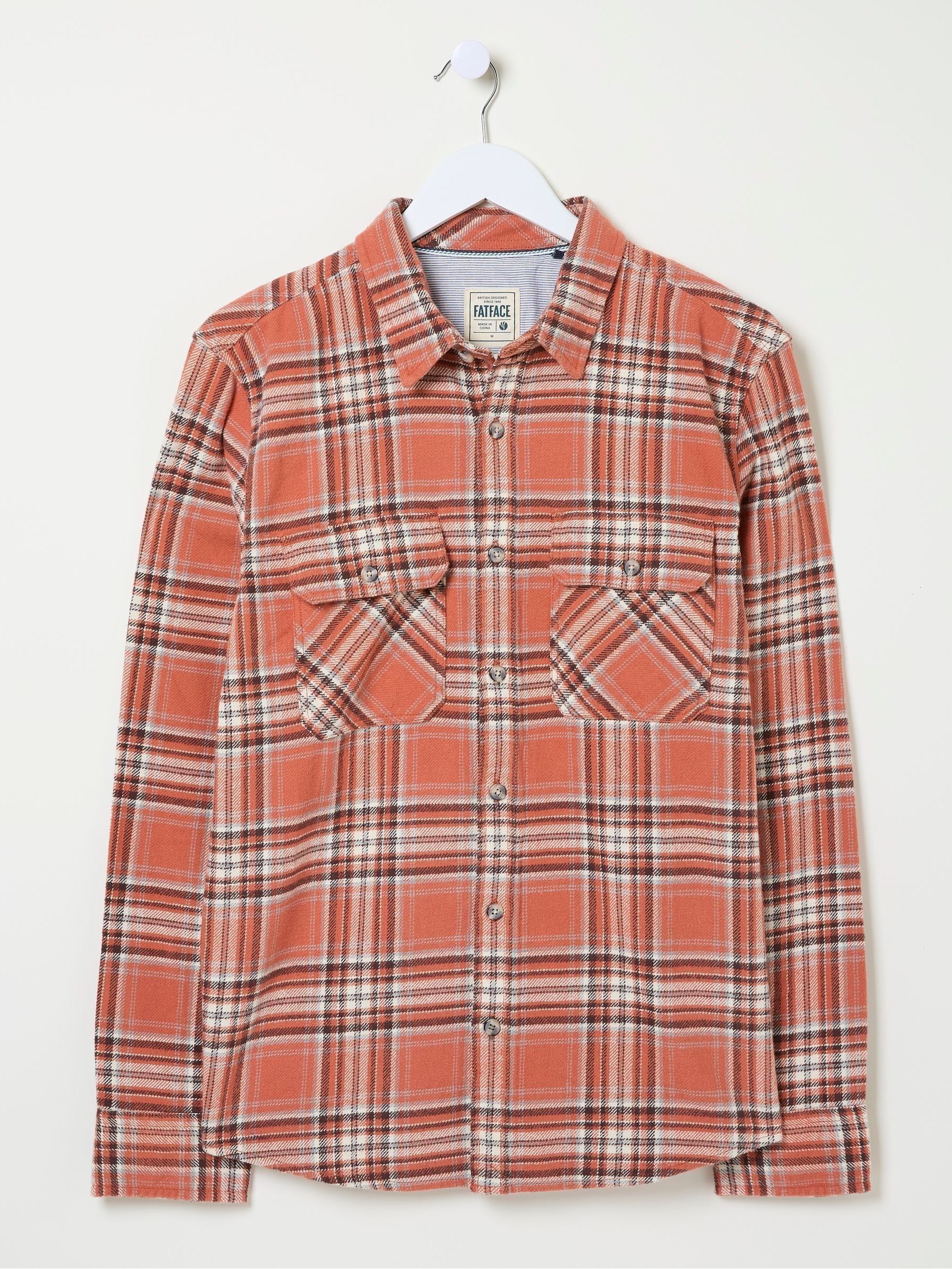 Bardon Orange 100% Cotton Long Sleeve Check Shirt - Image 5 of 5