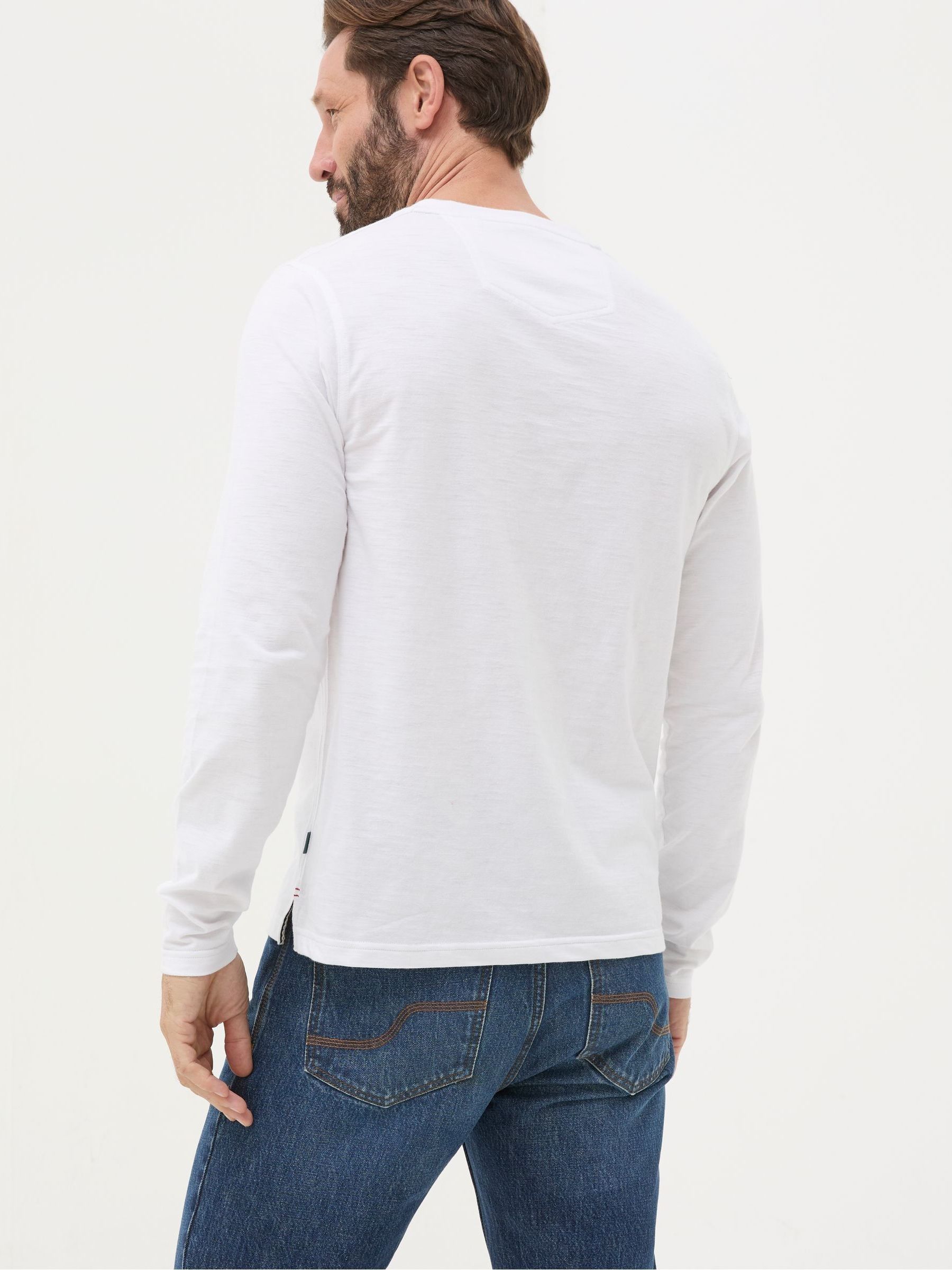 Woodside White Long Sleeve Henley T Shirt - Image 2 of 4