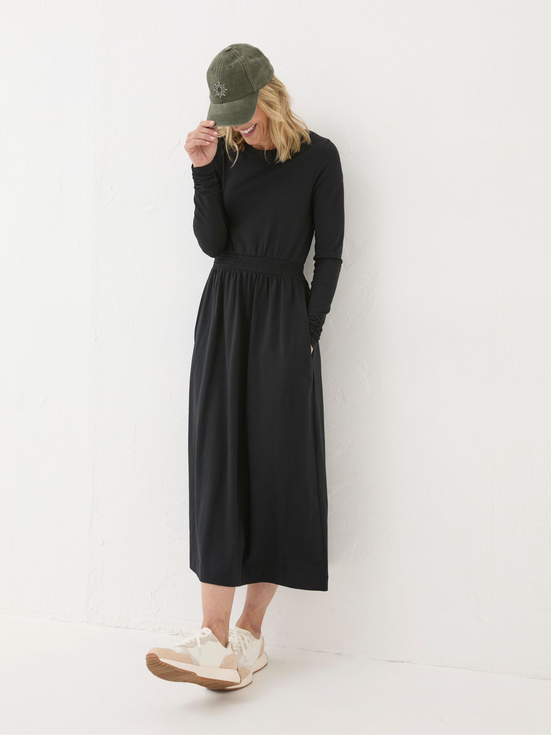 Navi Black Midi Jersey Dress | FatFace Navi Black Midi Jersey Dress | FatFace