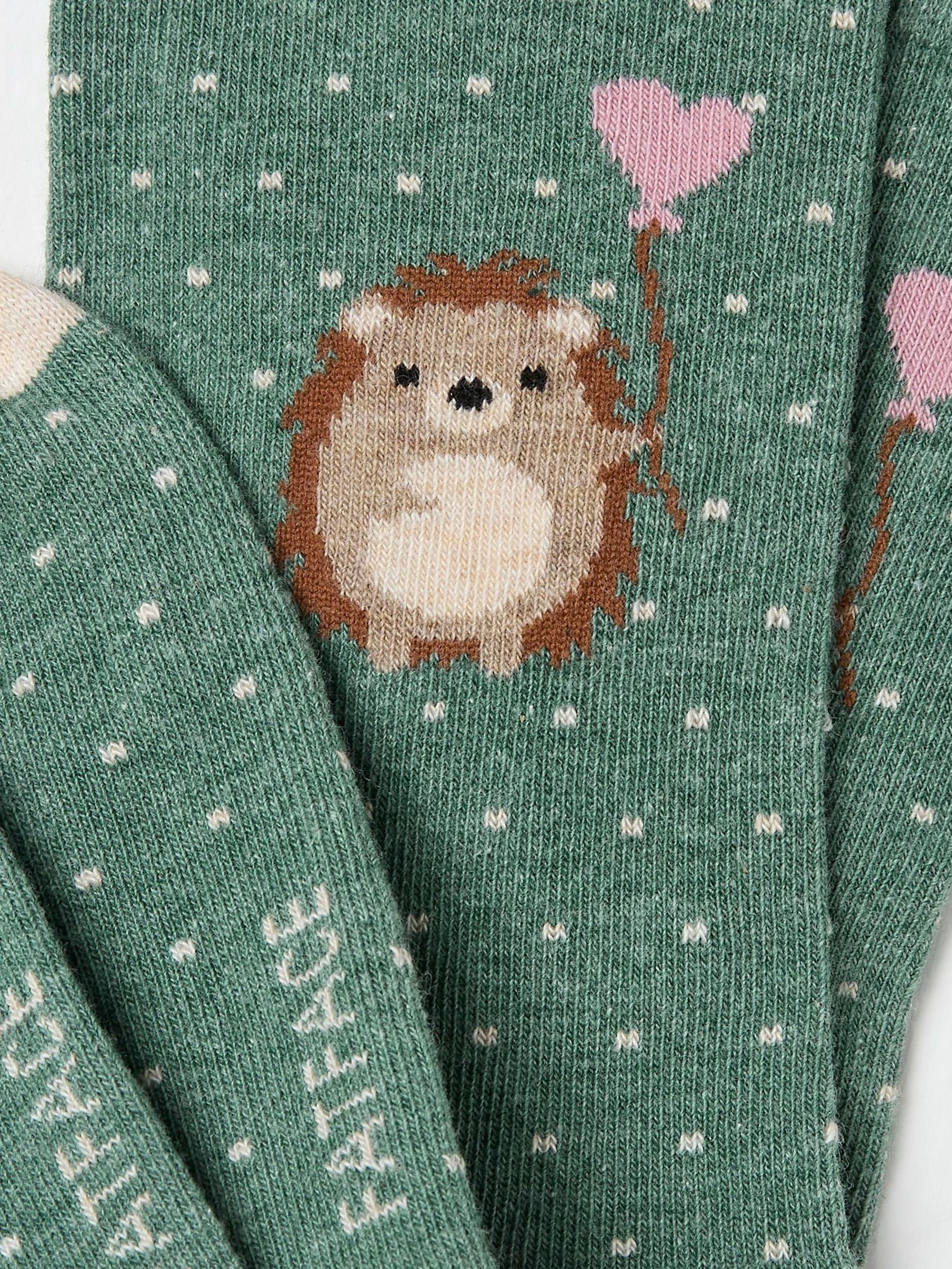 Green Hedgehog Womens Socks 1 Pack (size 4-7) - Image 2 of 2