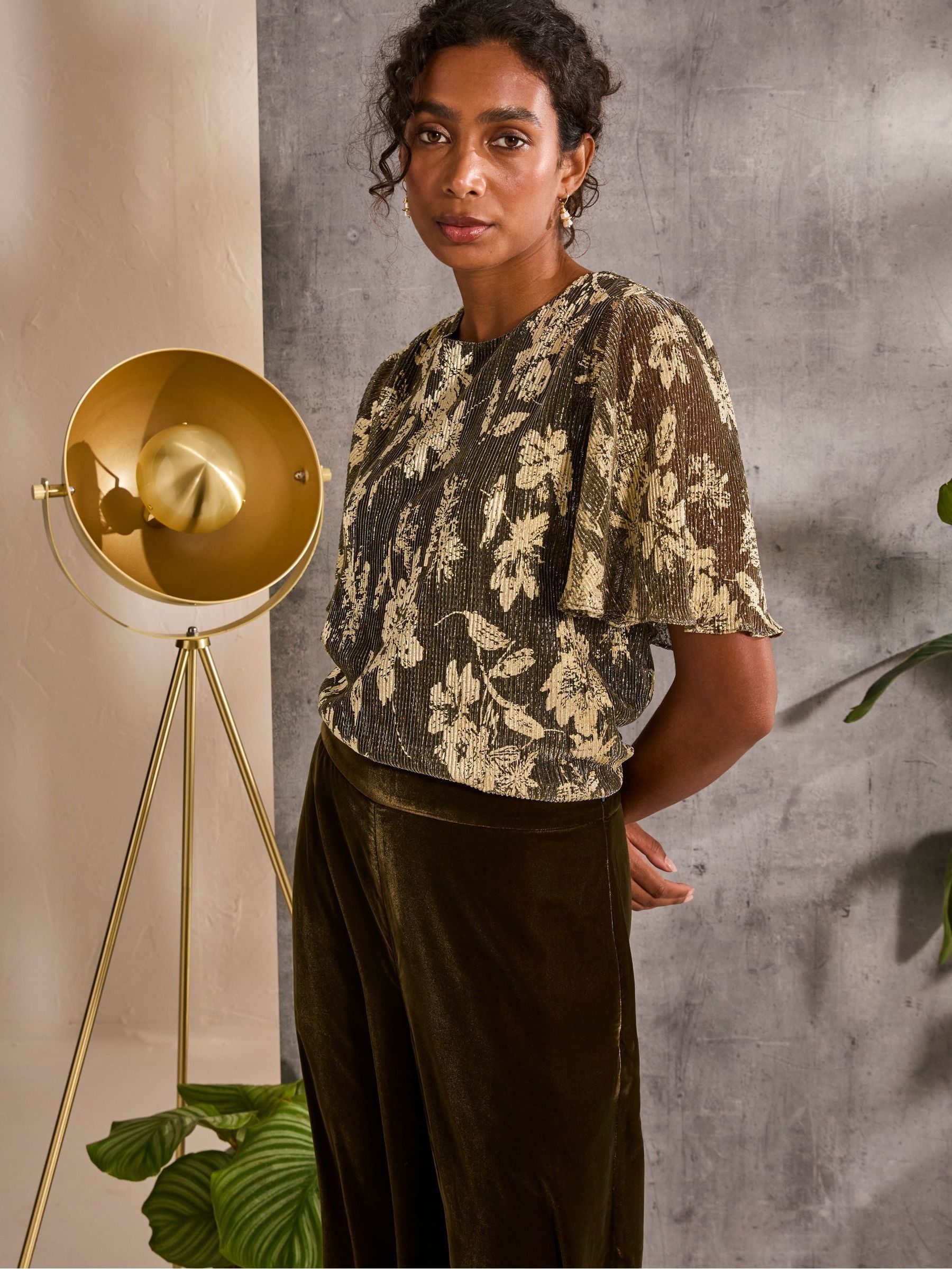 Alba Gold Foil Plisse Top - Image 2 of 6
