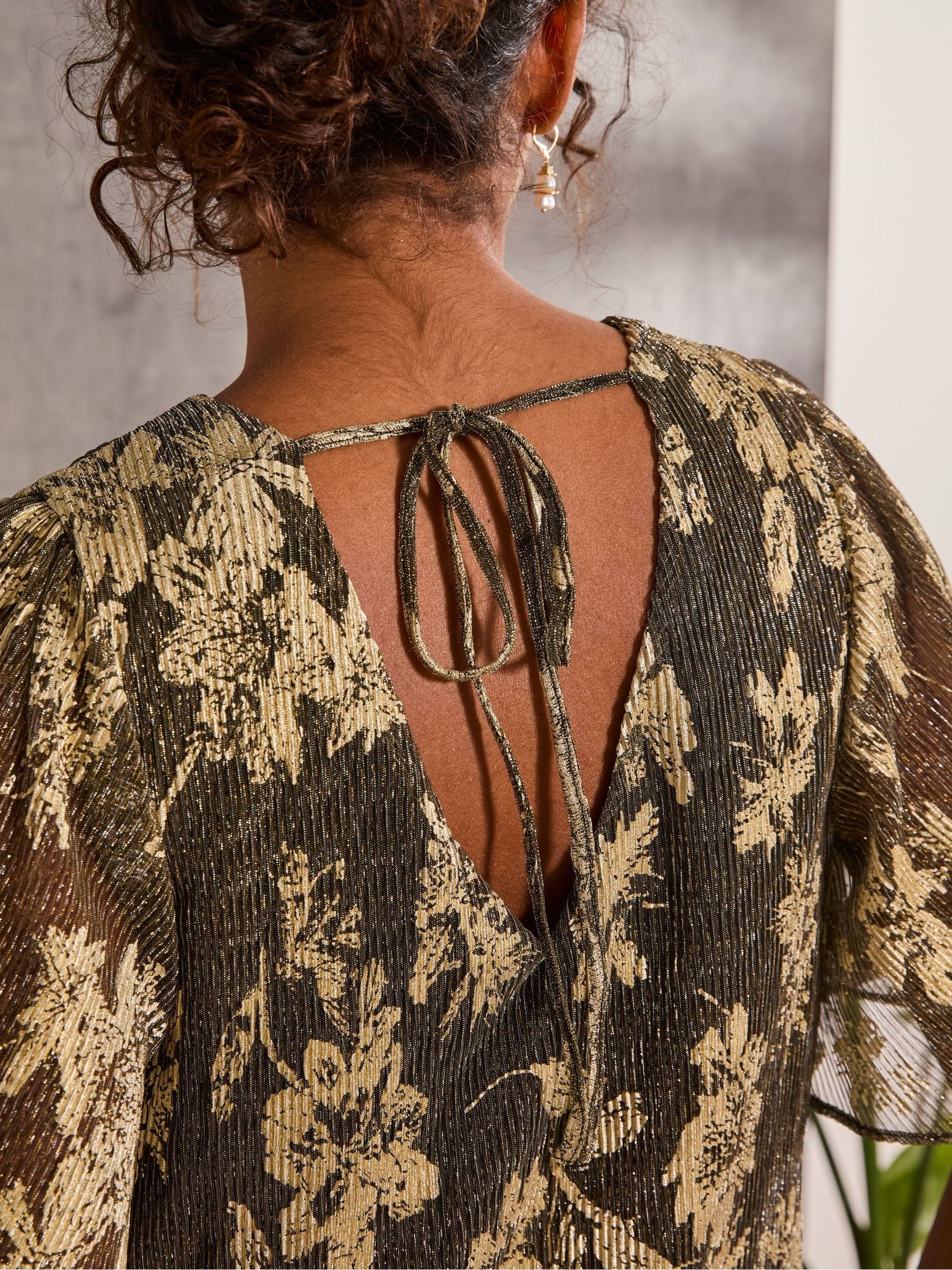 Alba Gold Foil Plisse Top - Image 5 of 6