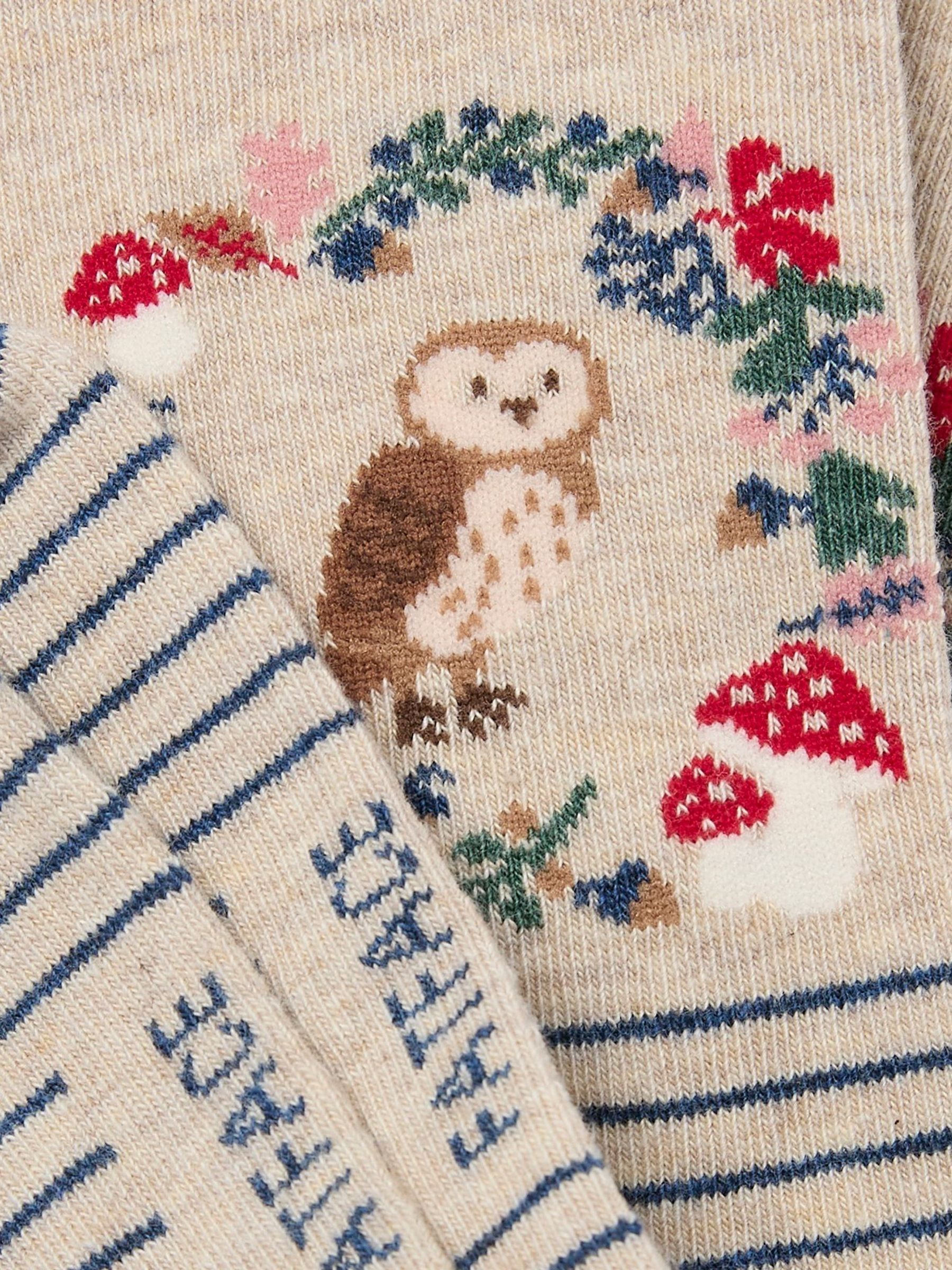 Oatmeal Owl Wreath Womens Socks 1 Pack (size 4-7) - Image 2 of 2