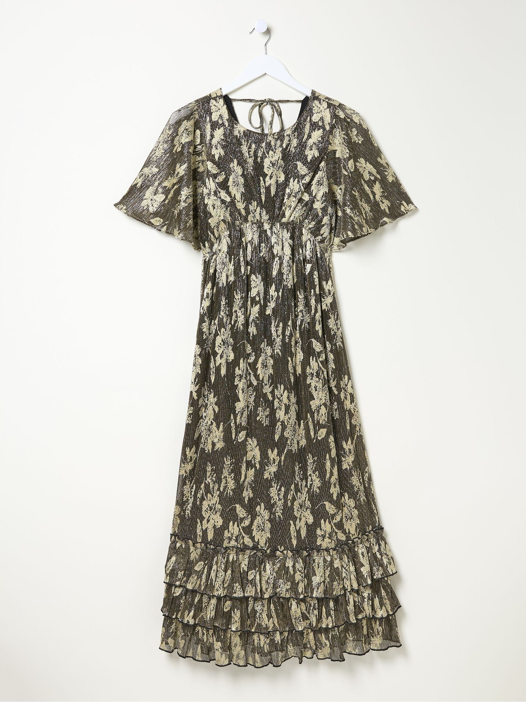 Lucia Gold Foil Plisse Maxi Dress - Image 6 of 6