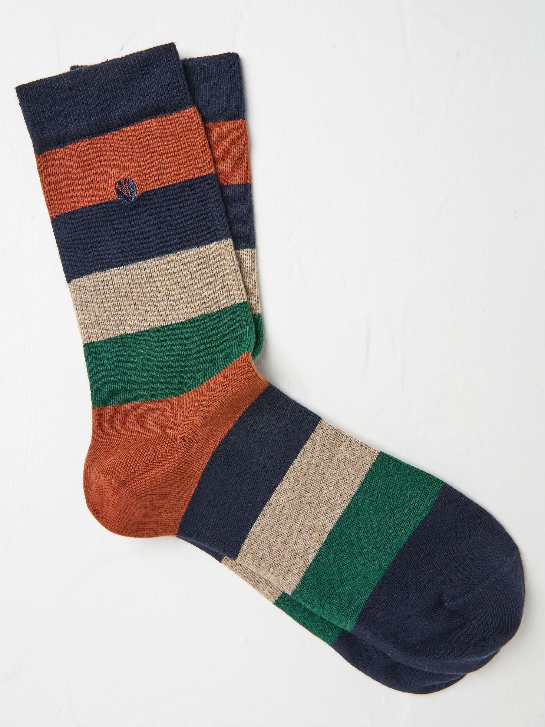 Ian Multi Wide Stripe Men's Socks 1 Pack - Image 1 of 2 Ian Multi Wide Stripe Men's Socks 1 Pack - Image 1 of 2