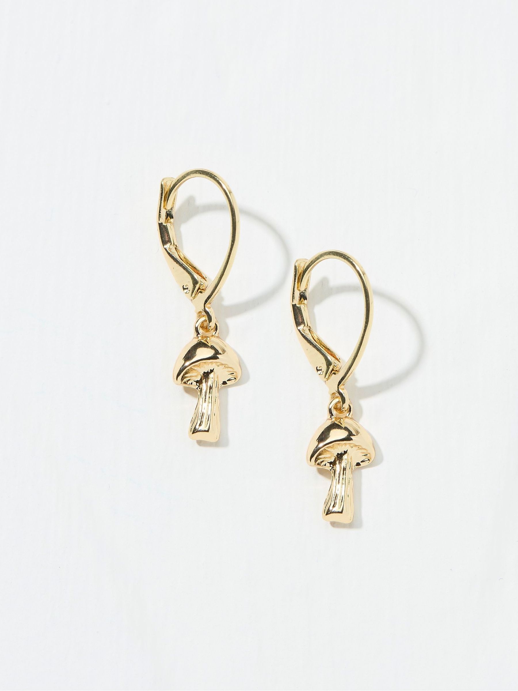 Gold Tone Toadstool Earrings - Image 1 of 2