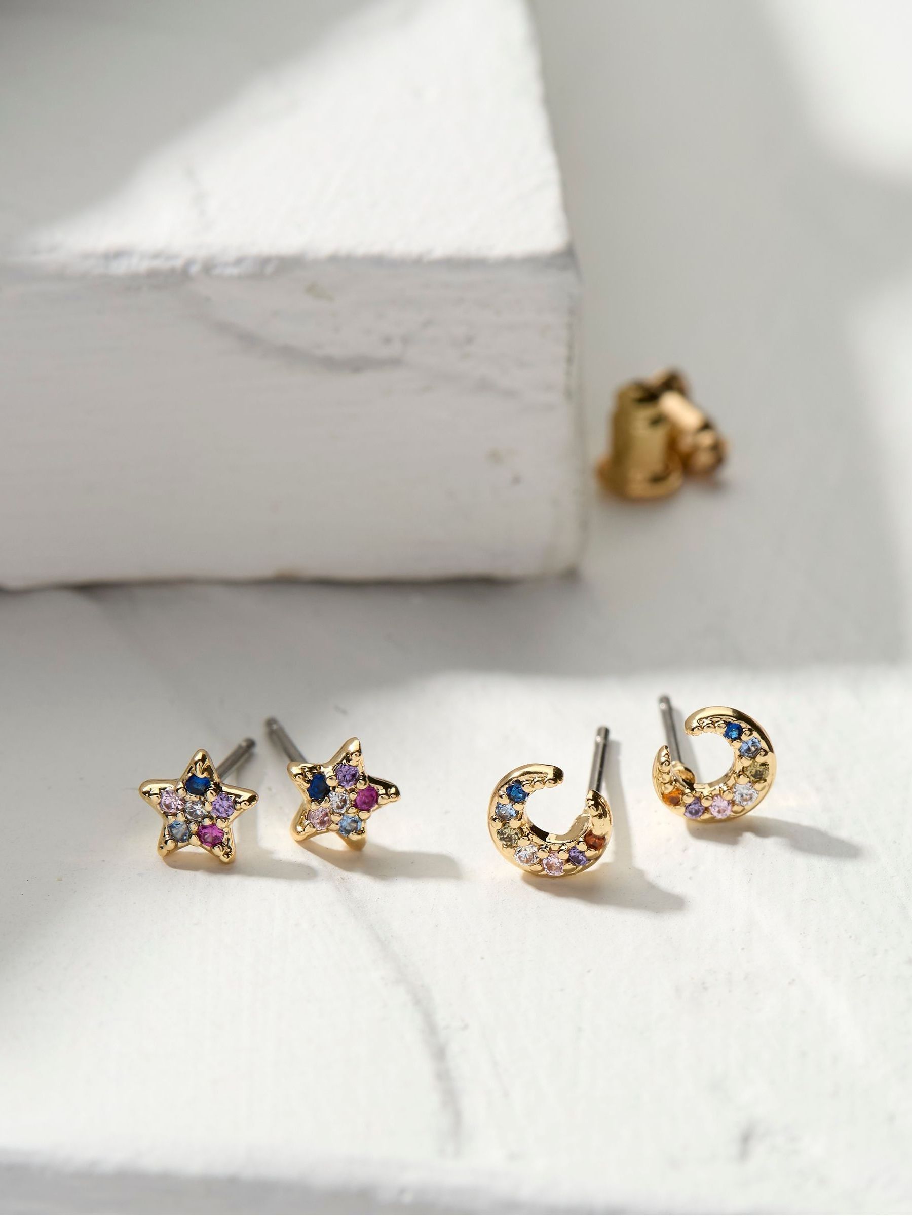 Gold Tone Star Studs Earrings 2 Pack - Image 2 of 2