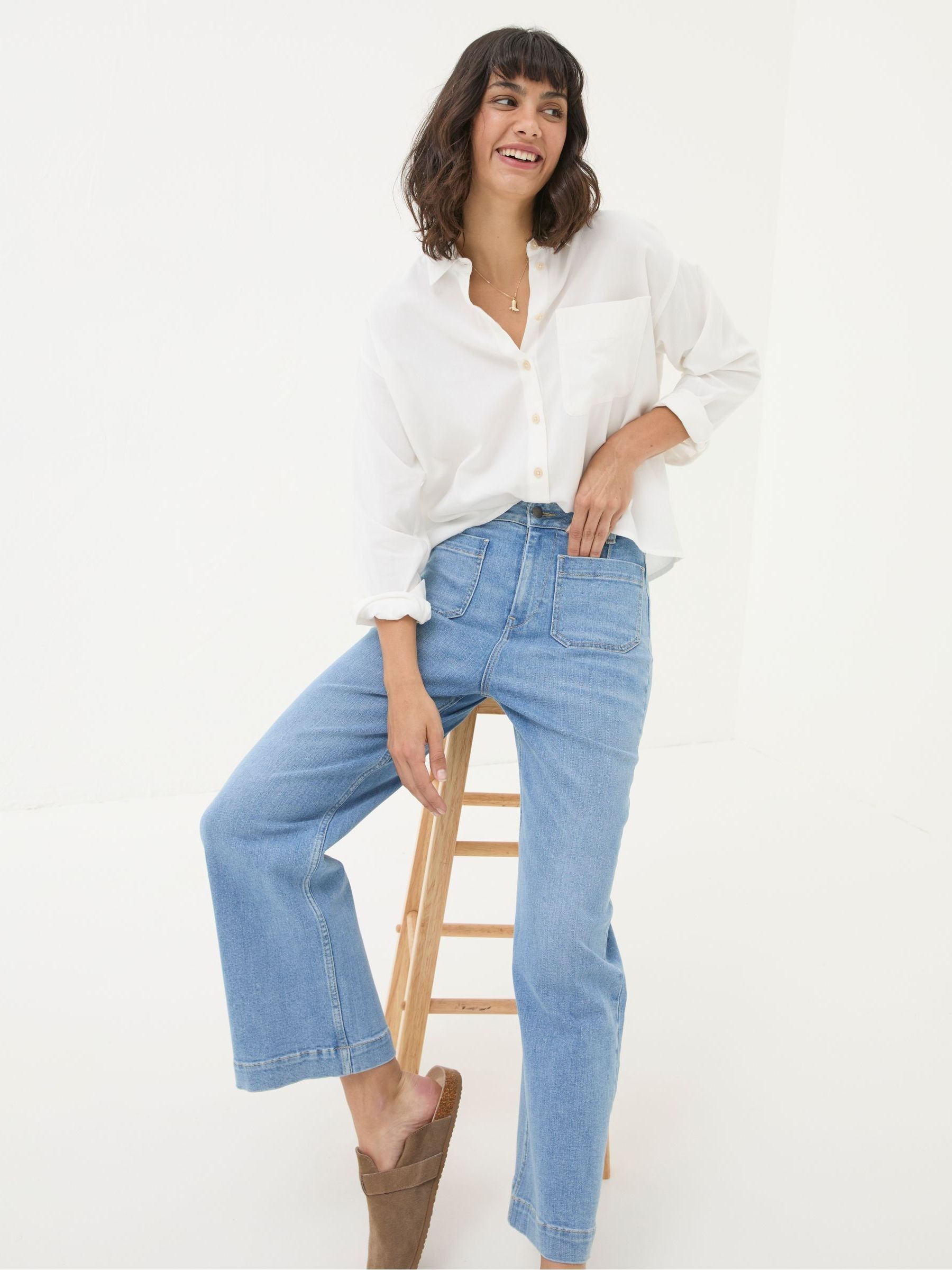 Keswick Light Vintage Blue Wide Leg Crop Jeans - Image 2 of 7