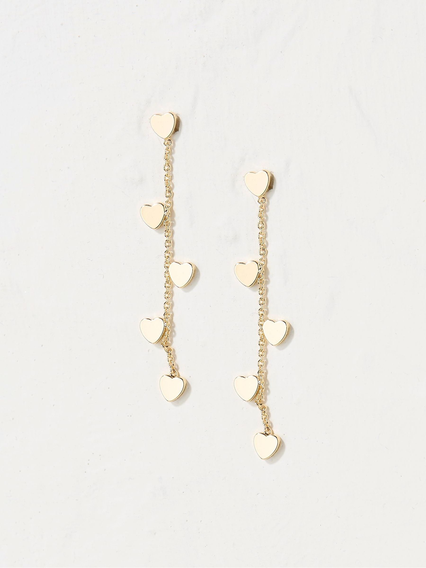 Gold Tone Heart Chain Earrings - Image 1 of 2 Gold Tone Heart Chain Earrings - Image 1 of 2