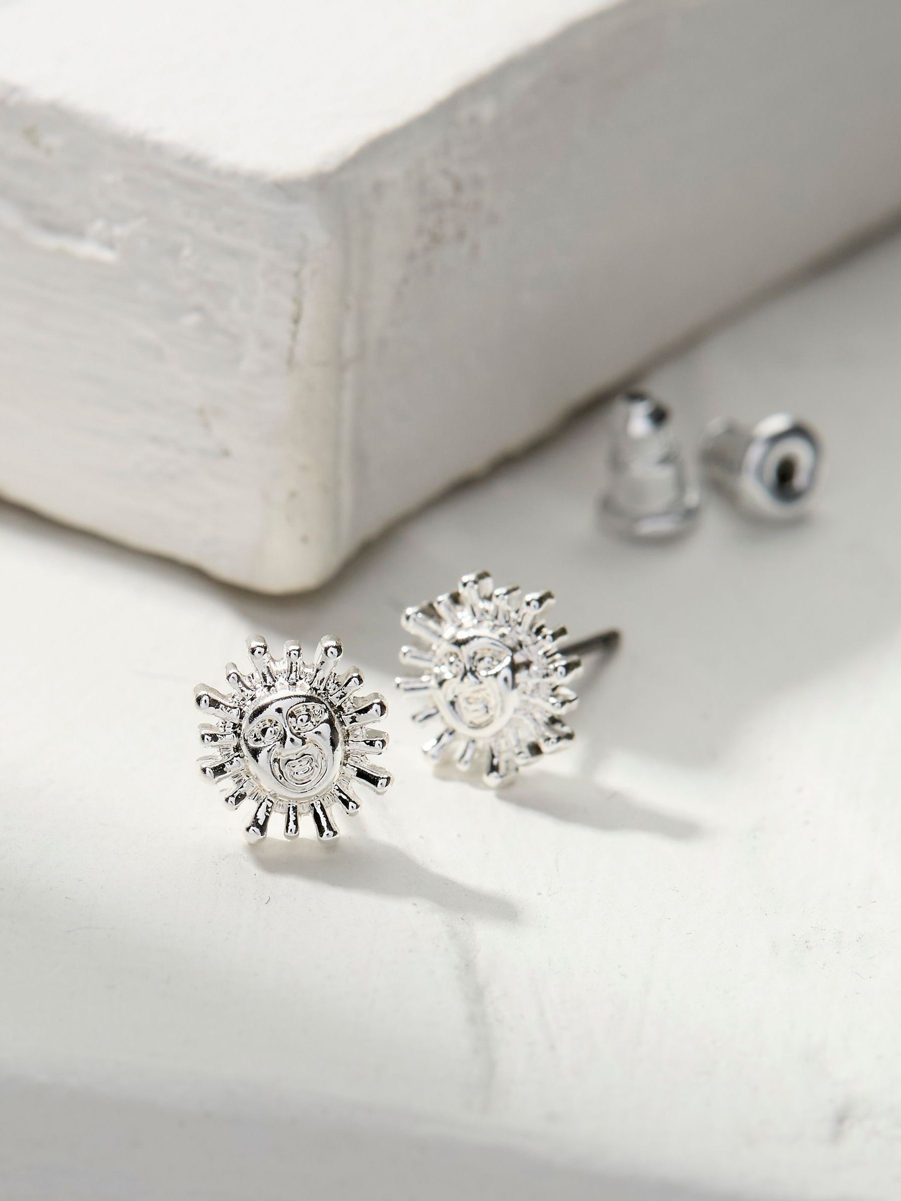 Silver Tone Abstract Stud Earrings - Image 2 of 2 Silver Tone Abstract Stud Earrings - Image 2 of 2