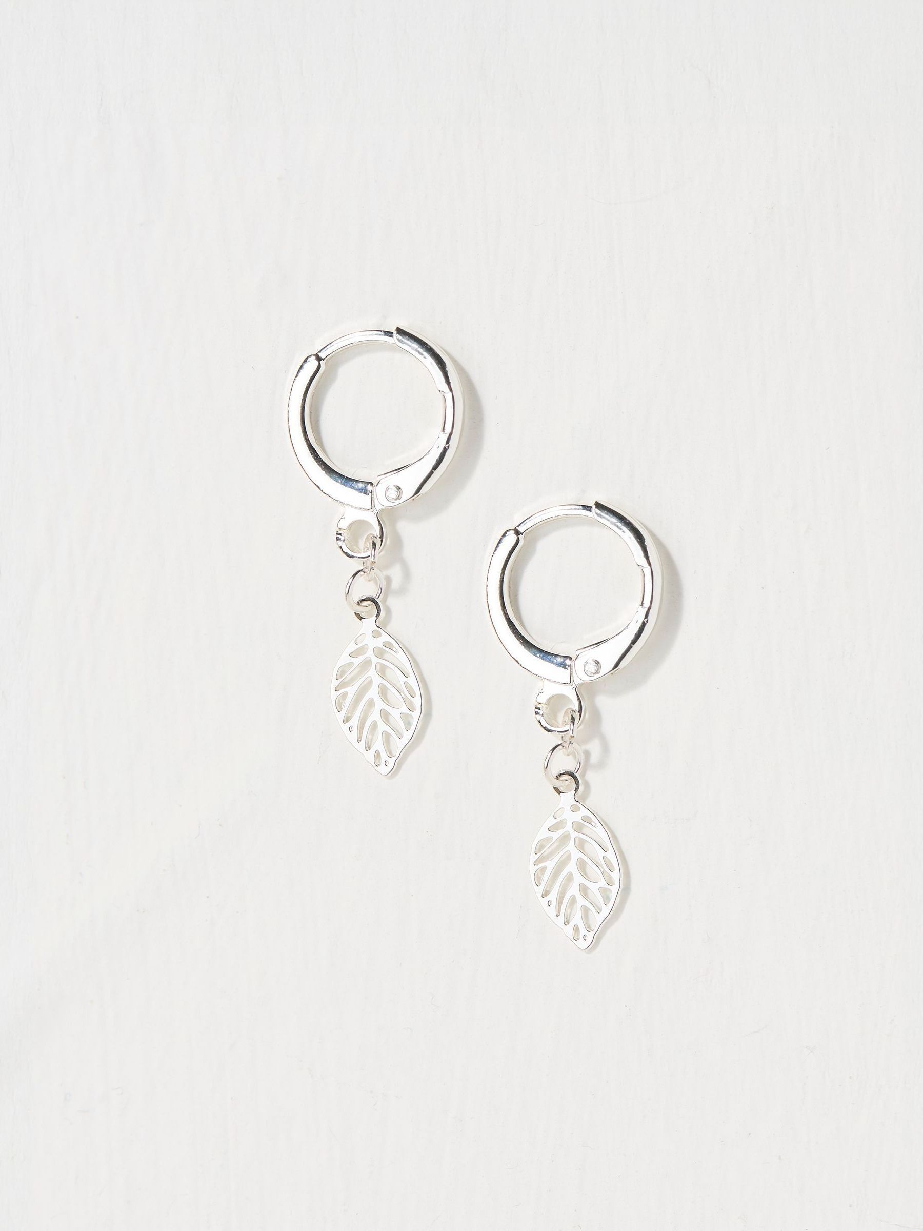 Silver Tone Leaf Drop Earrings - Image 1 of 2