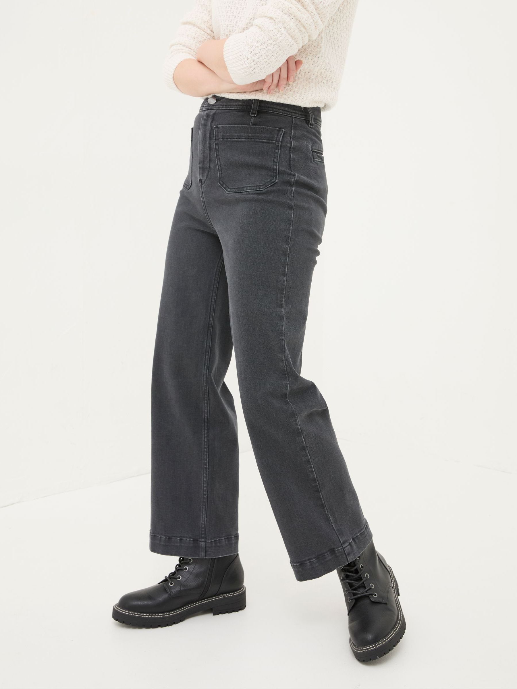 Keswick Grey Wide Leg Crop Jeans - Image 1 of 6