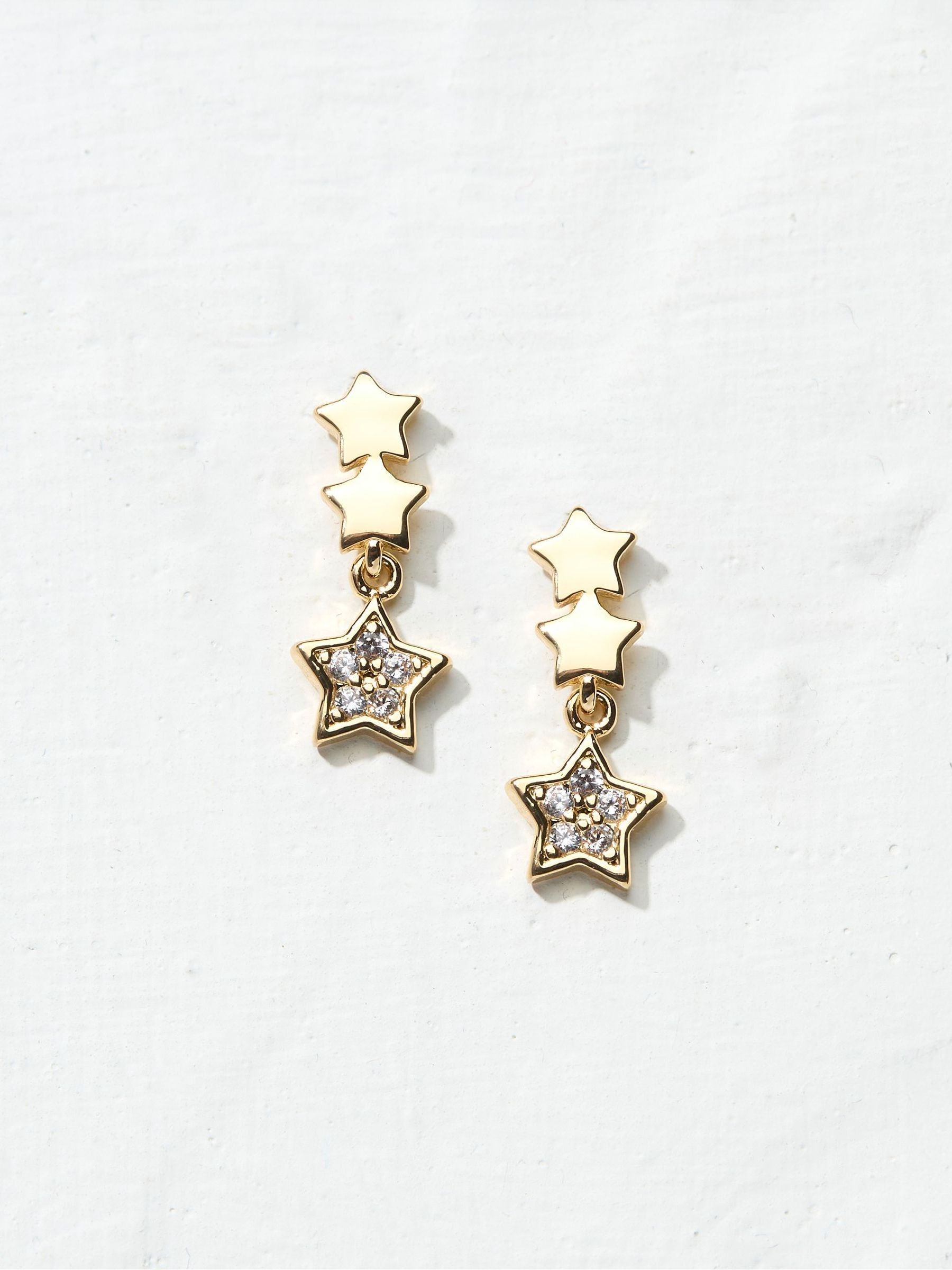 Gold Tone Trio Star Earrings - Image 1 of 2