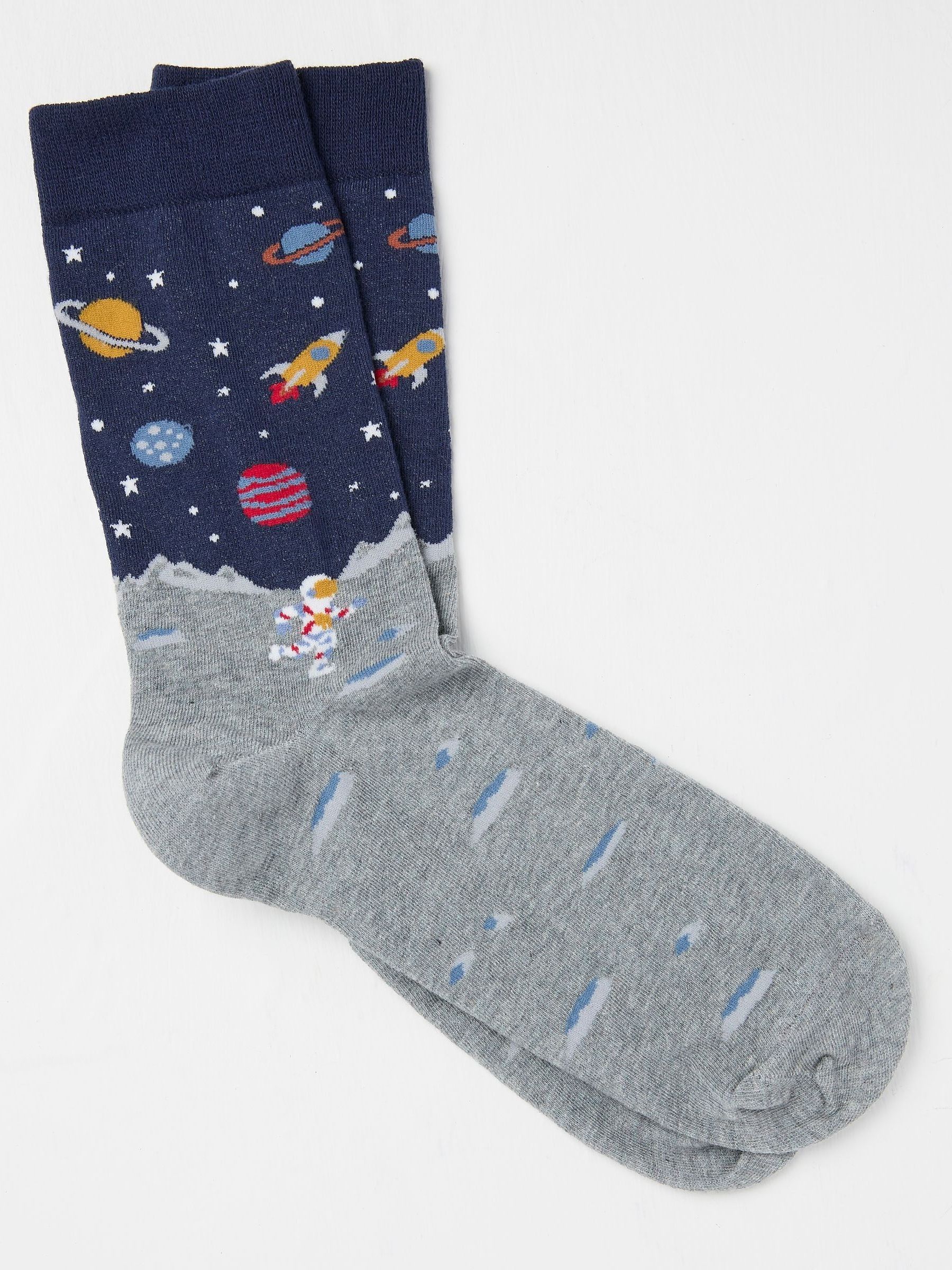 Blue & Grey Space Men's Socks 1 Pack - Image 1 of 2