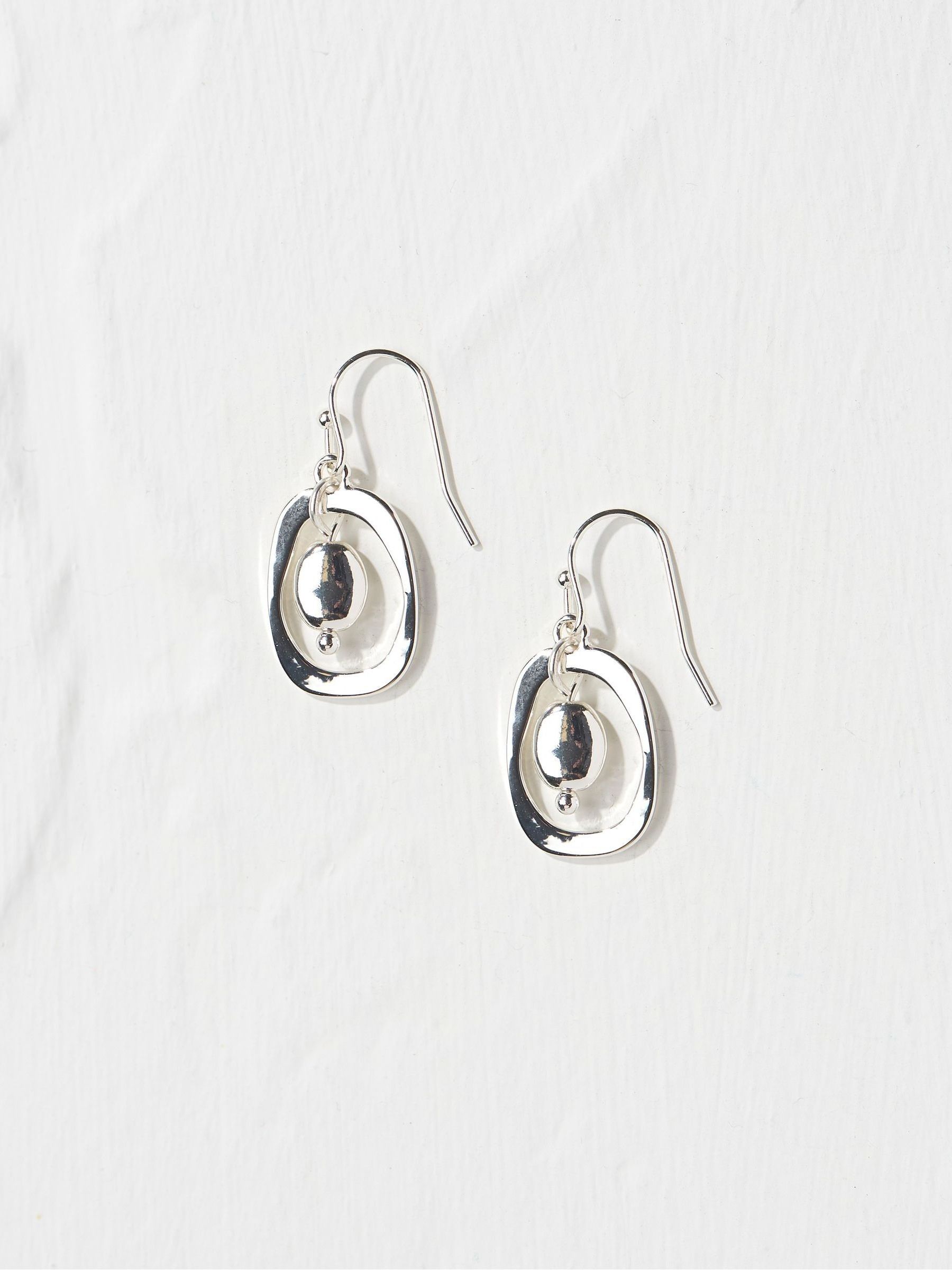 Silver Tone Disc Earrings - Image 1 of 2