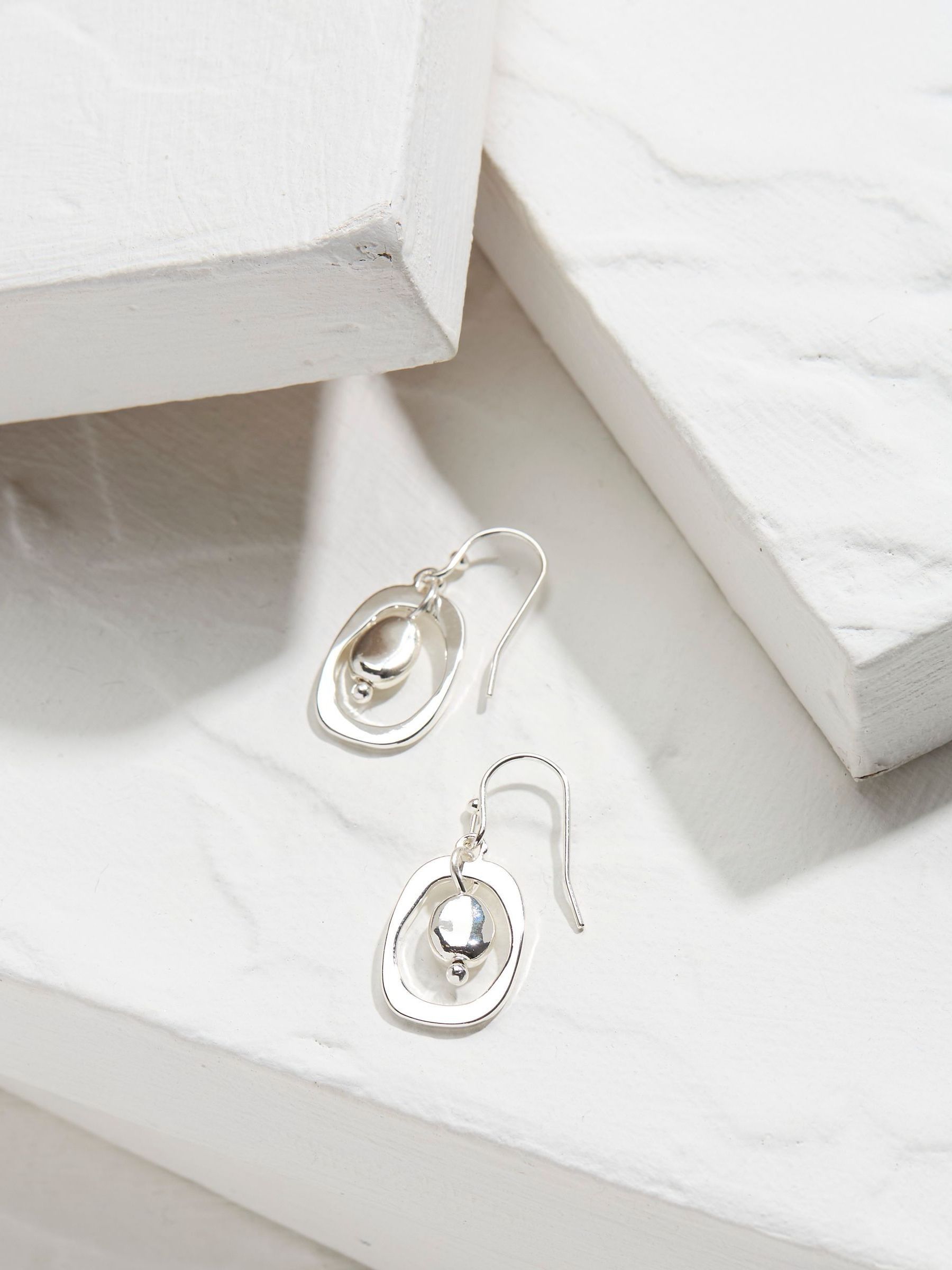 Silver Tone Disc Earrings - Image 2 of 2