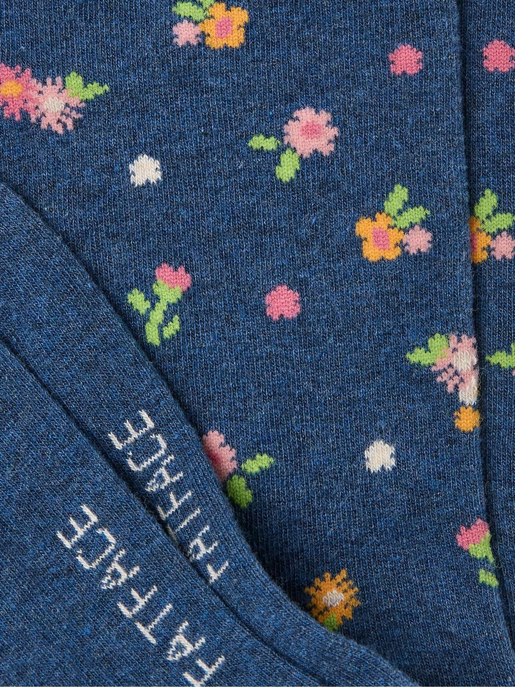 Blue Ditsy Floral Womens Socks 1 Pack (size 4-7) - Image 2 of 2